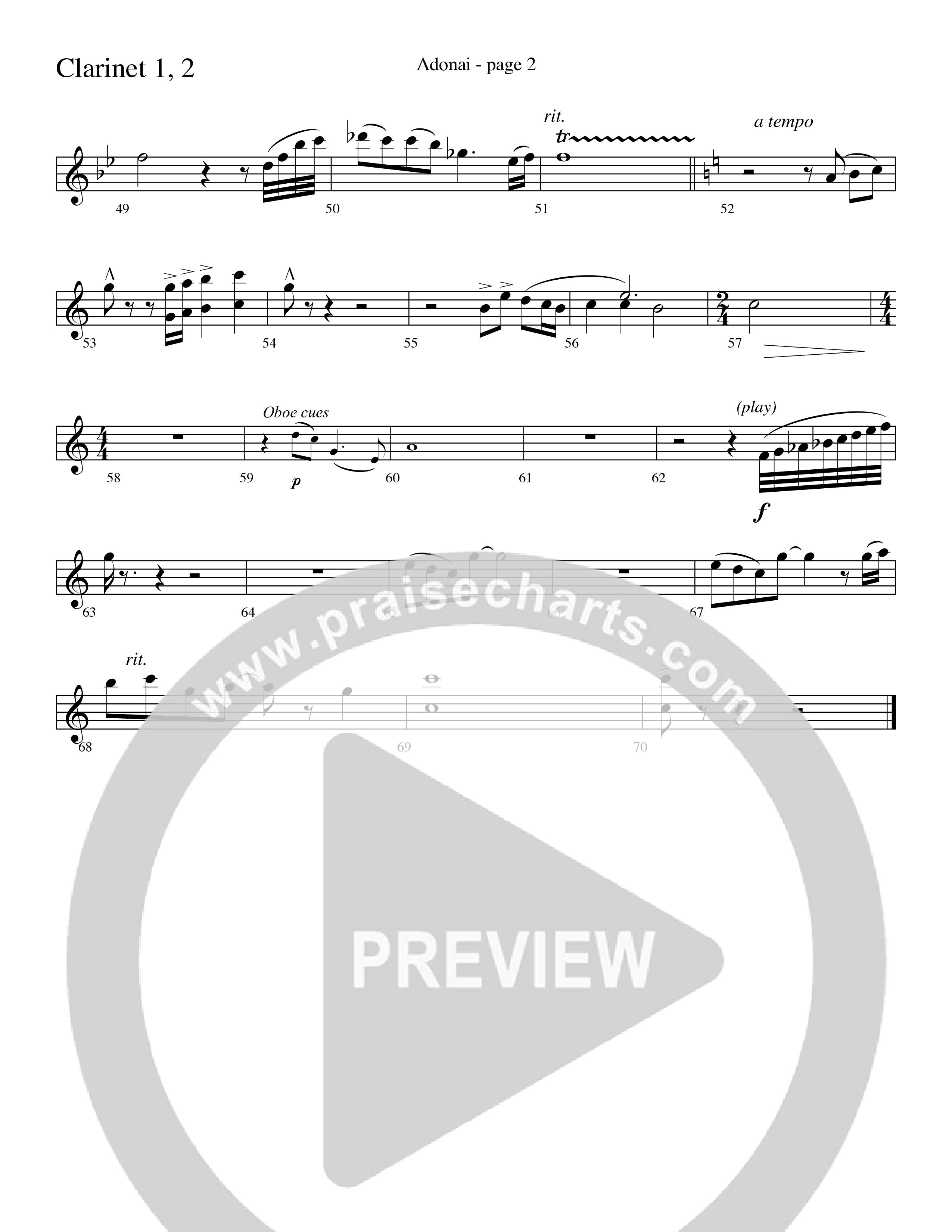 Adonai (Choral Anthem SATB) Clarinet 1/2 (Word Music Choral / Bradley Knight / Regi Stone)