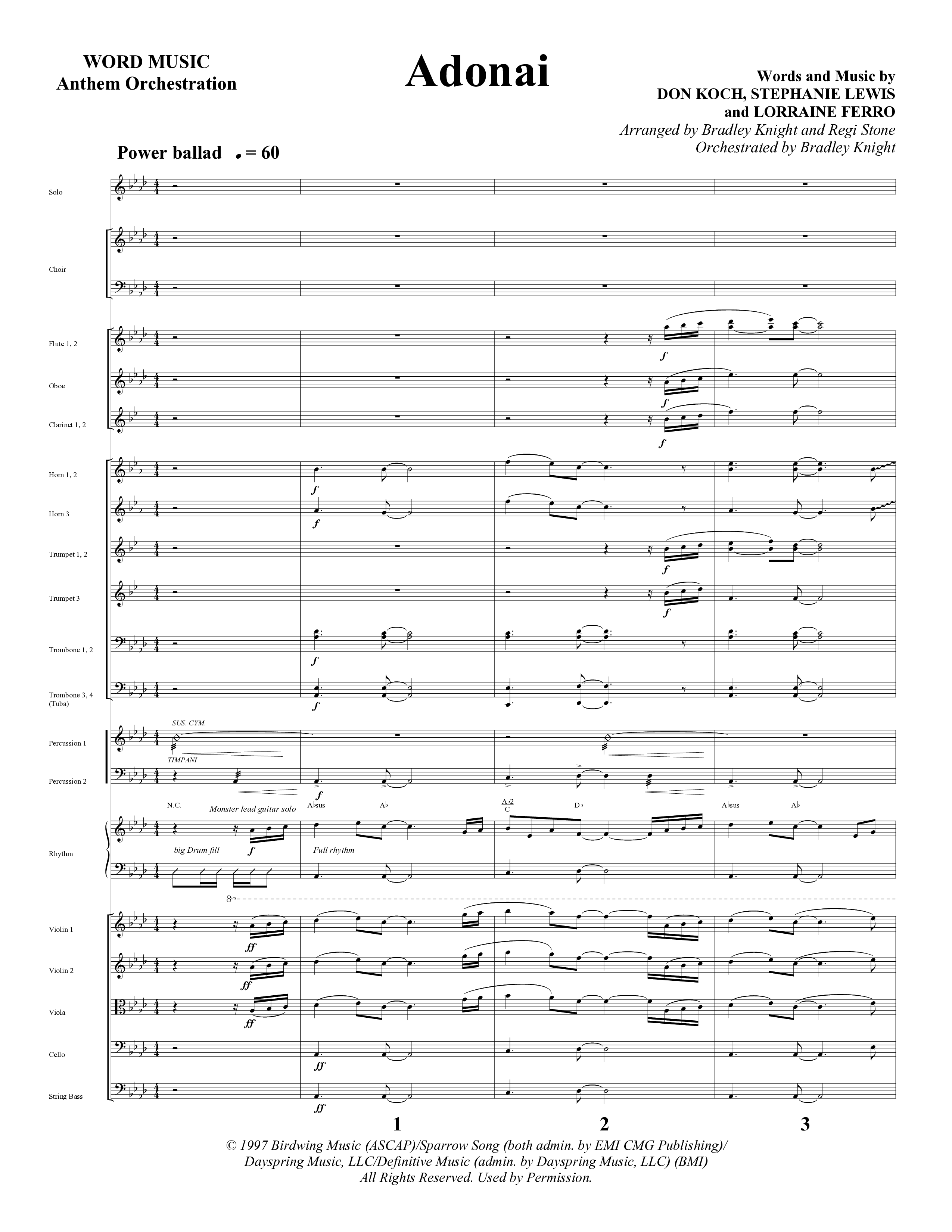 Adonai (Choral Anthem SATB) Orchestration (Word Music Choral / Bradley Knight / Regi Stone)