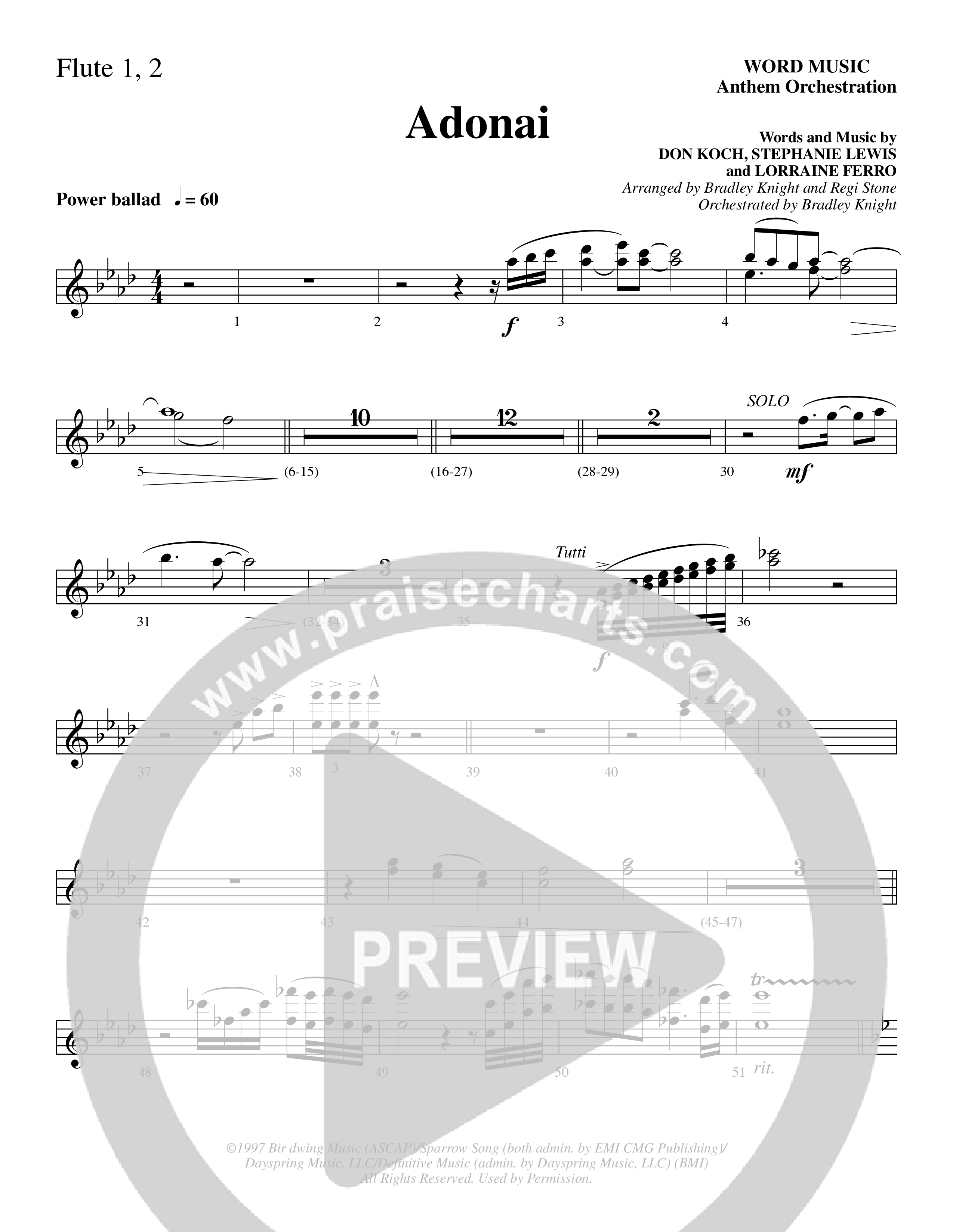 Adonai (Choral Anthem SATB) Flute 1/2 (Word Music Choral / Bradley Knight / Regi Stone)