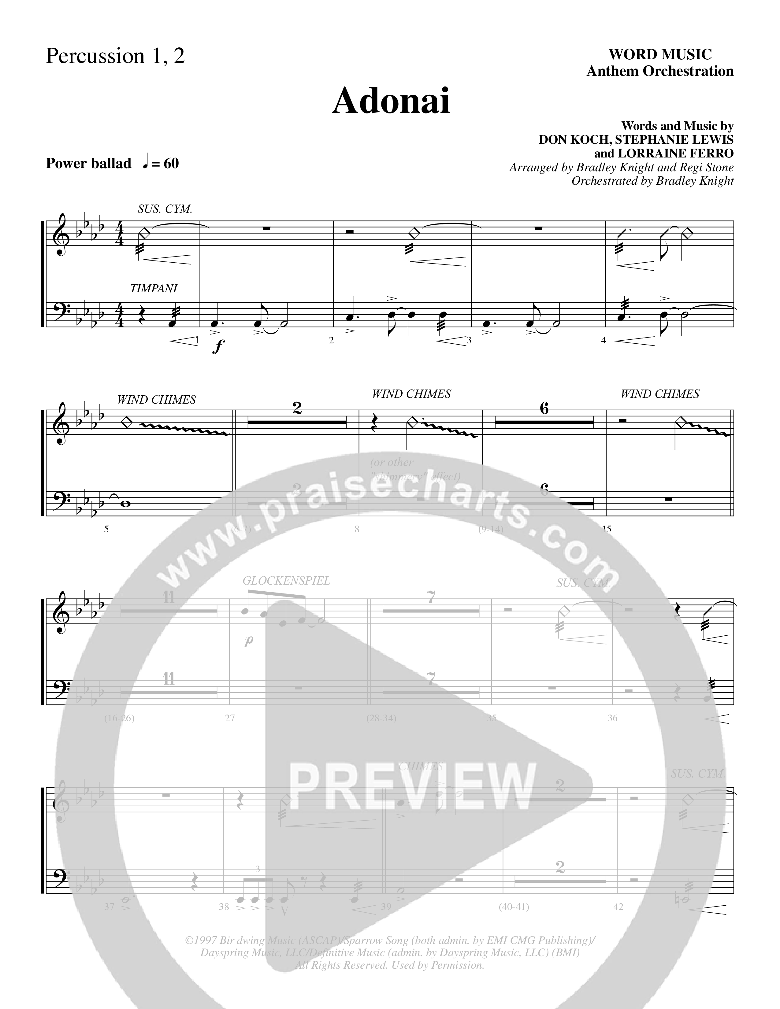 Adonai (Choral Anthem SATB) Percussion (Word Music Choral / Bradley Knight / Regi Stone)