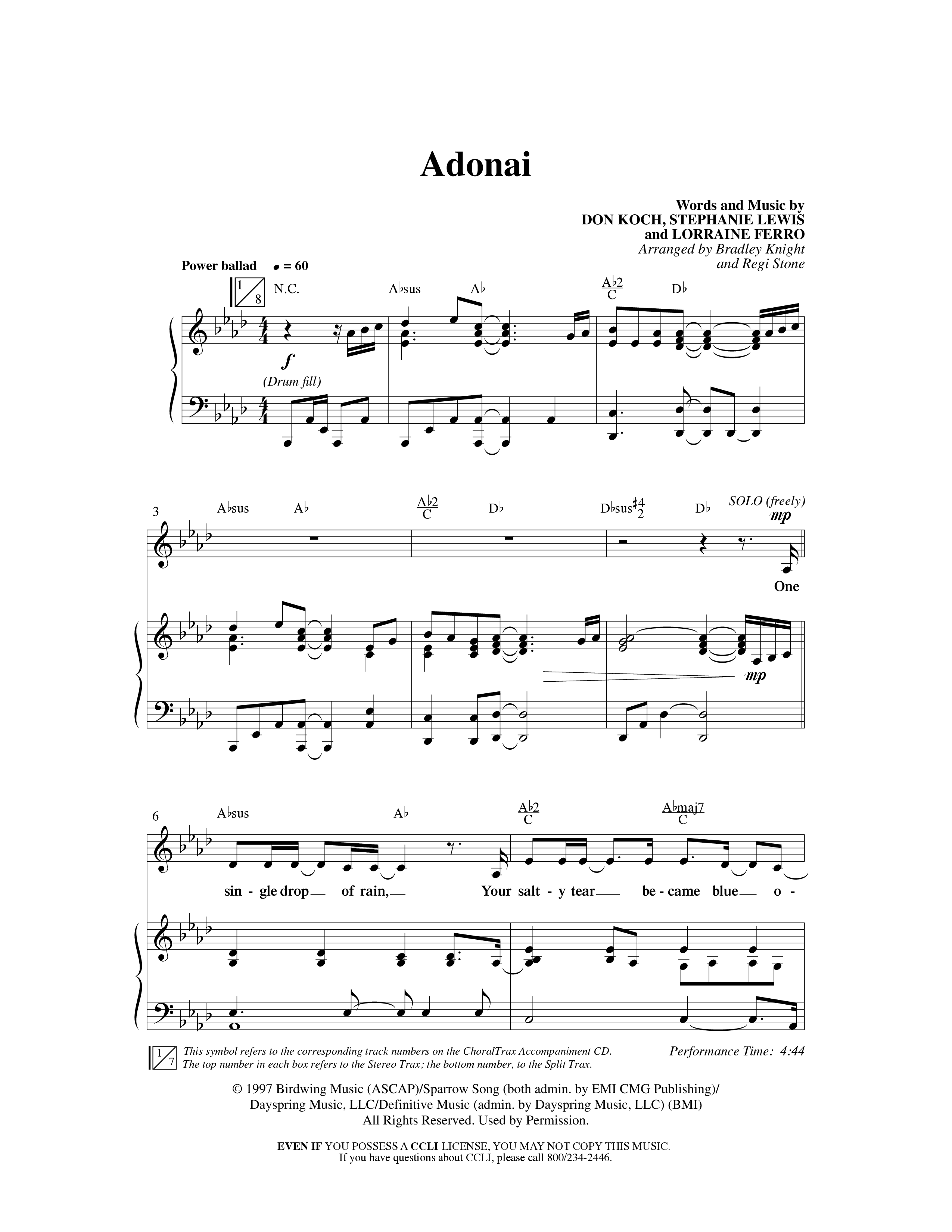 Adonai (Choral Anthem SATB) Anthem (SATB/Piano) (Word Music Choral / Bradley Knight / Regi Stone)