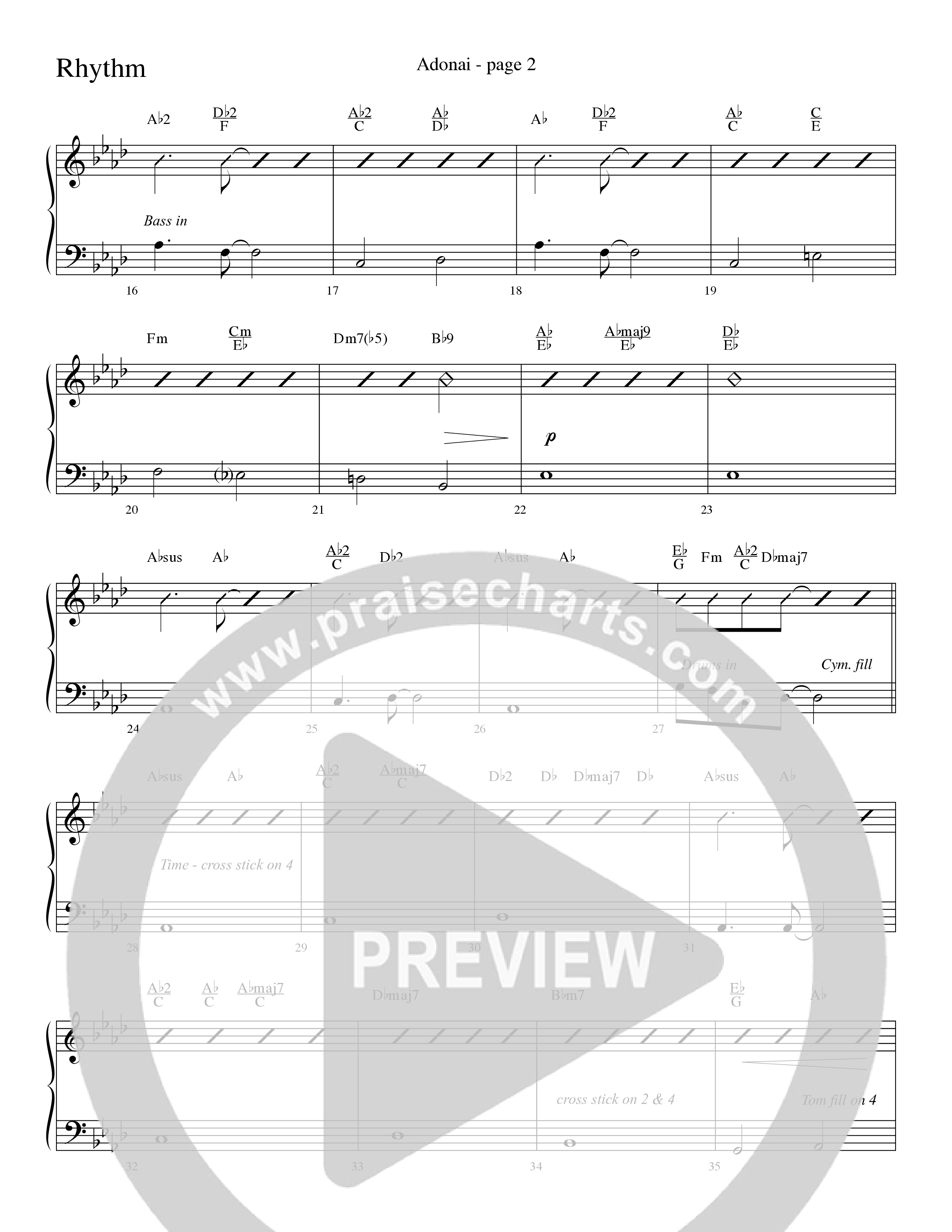 Adonai (Choral Anthem SATB) Rhythm Chart (Word Music Choral / Bradley Knight / Regi Stone)
