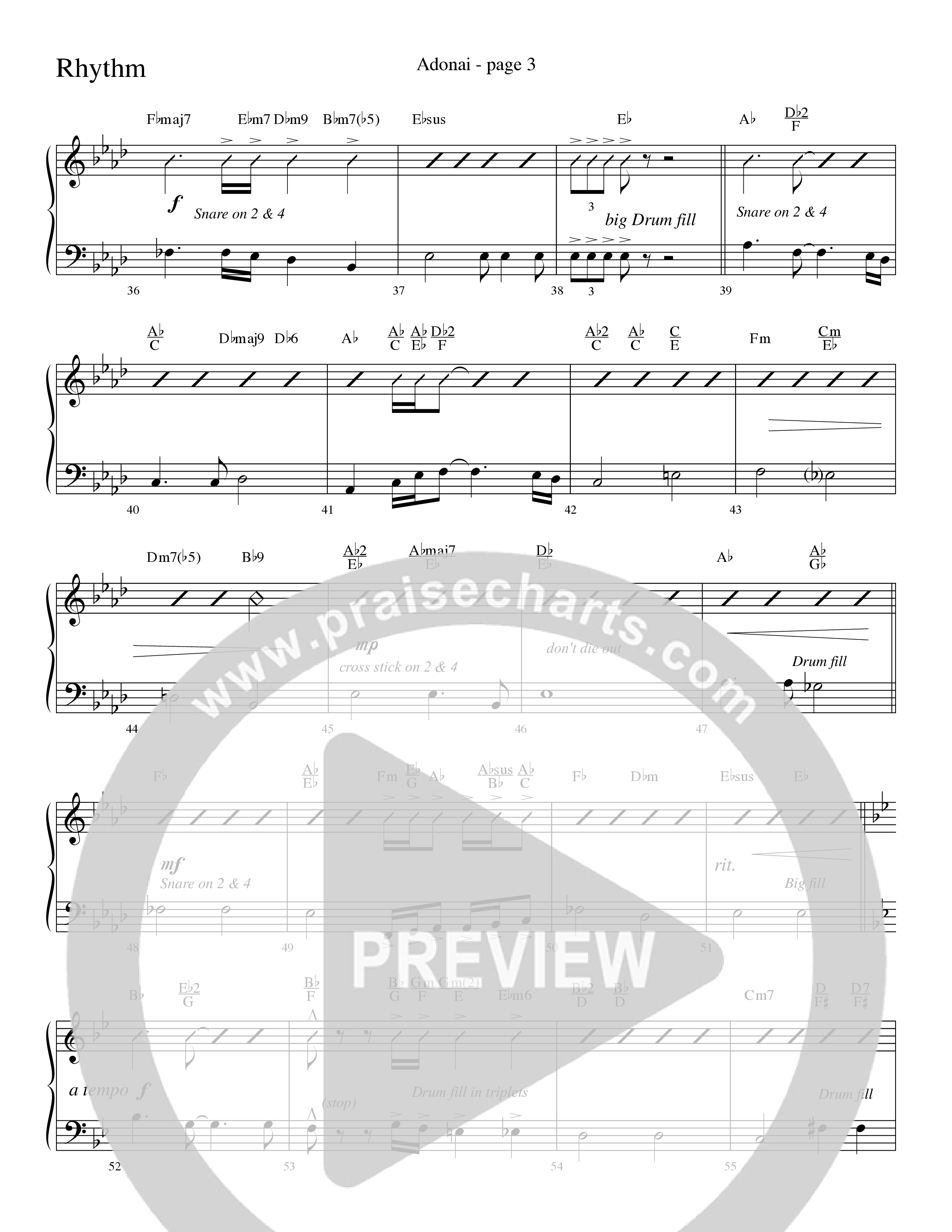 Adonai (Choral Anthem SATB) Rhythm Chart (Word Music Choral / Bradley Knight / Regi Stone)