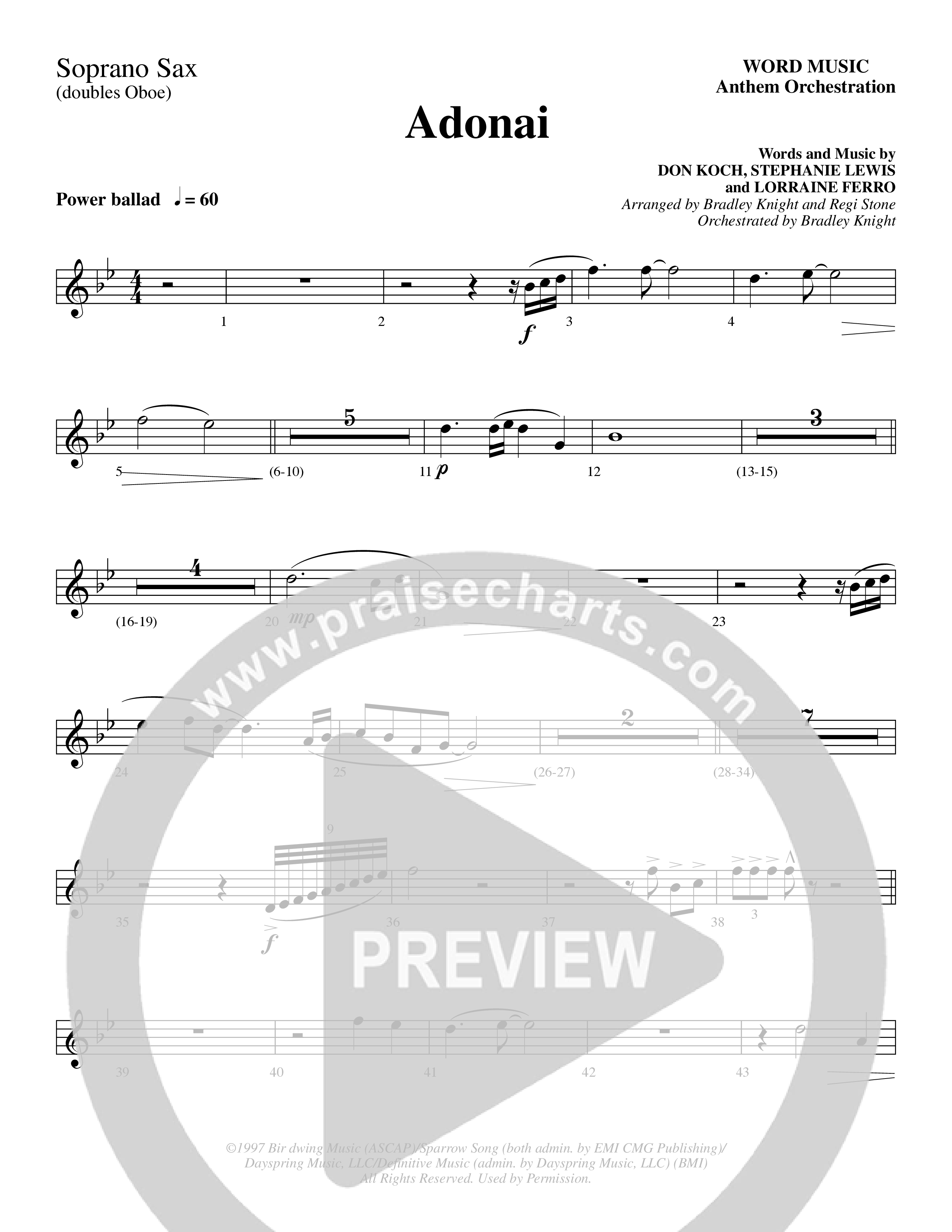 Adonai (Choral Anthem SATB) Soprano Sax (Word Music Choral / Bradley Knight / Regi Stone)