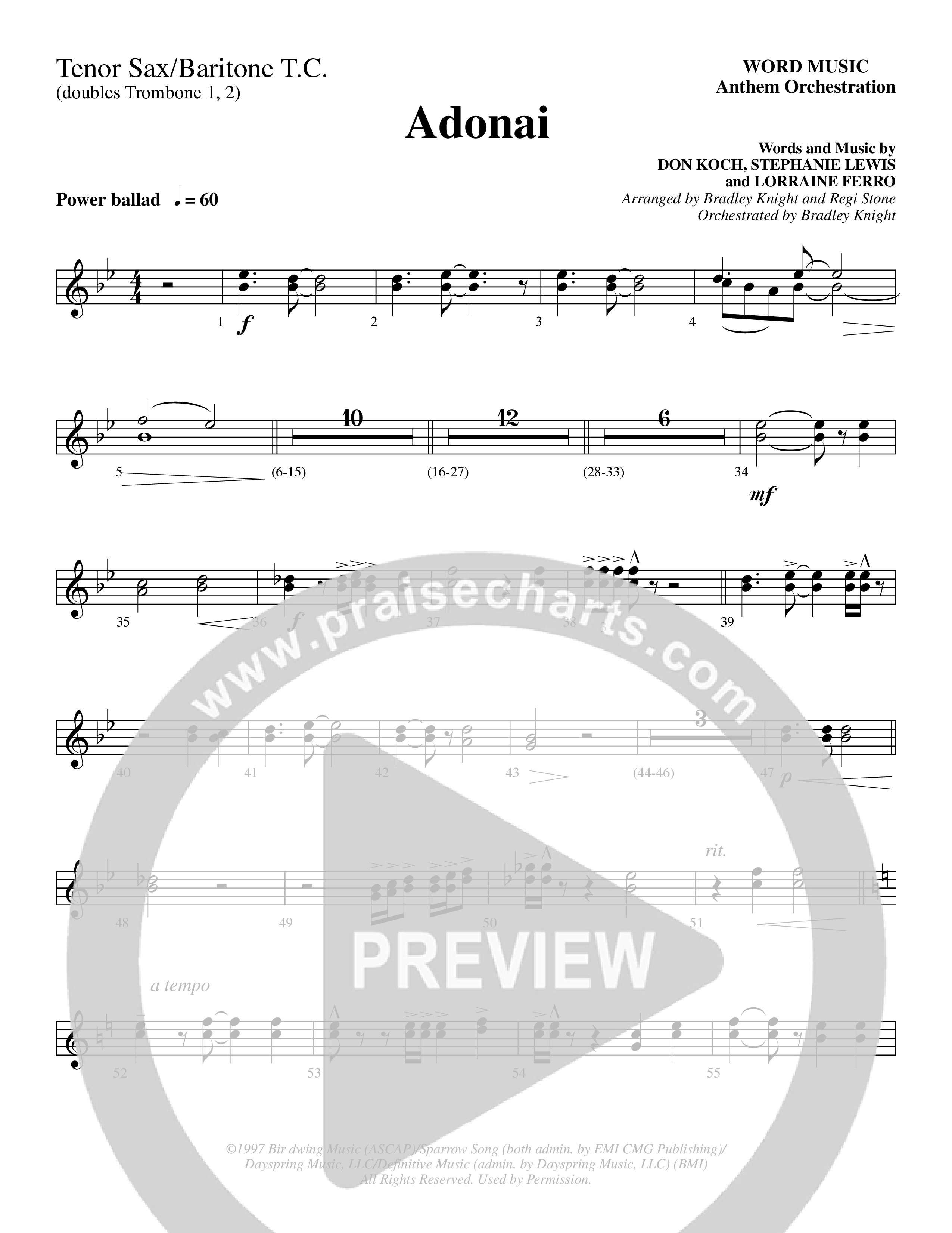 Adonai (Choral Anthem SATB) Tenor Sax/Baritone T.C. (Word Music Choral / Bradley Knight / Regi Stone)