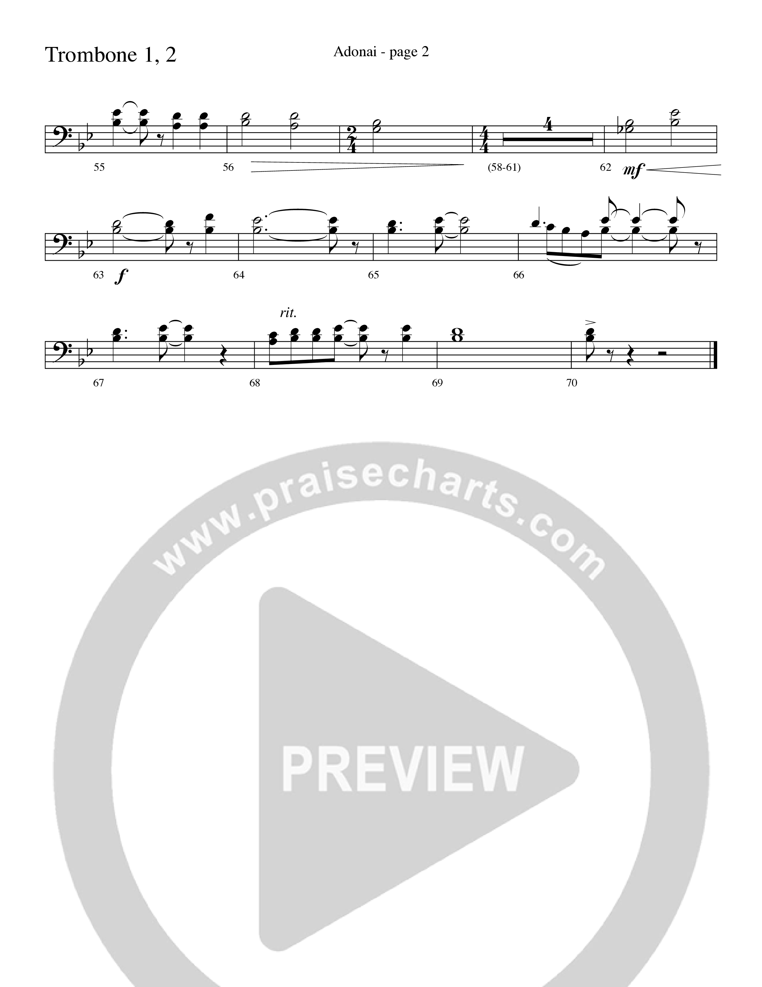 Adonai (Choral Anthem SATB) Trombone 1/2 (Word Music Choral / Bradley Knight / Regi Stone)