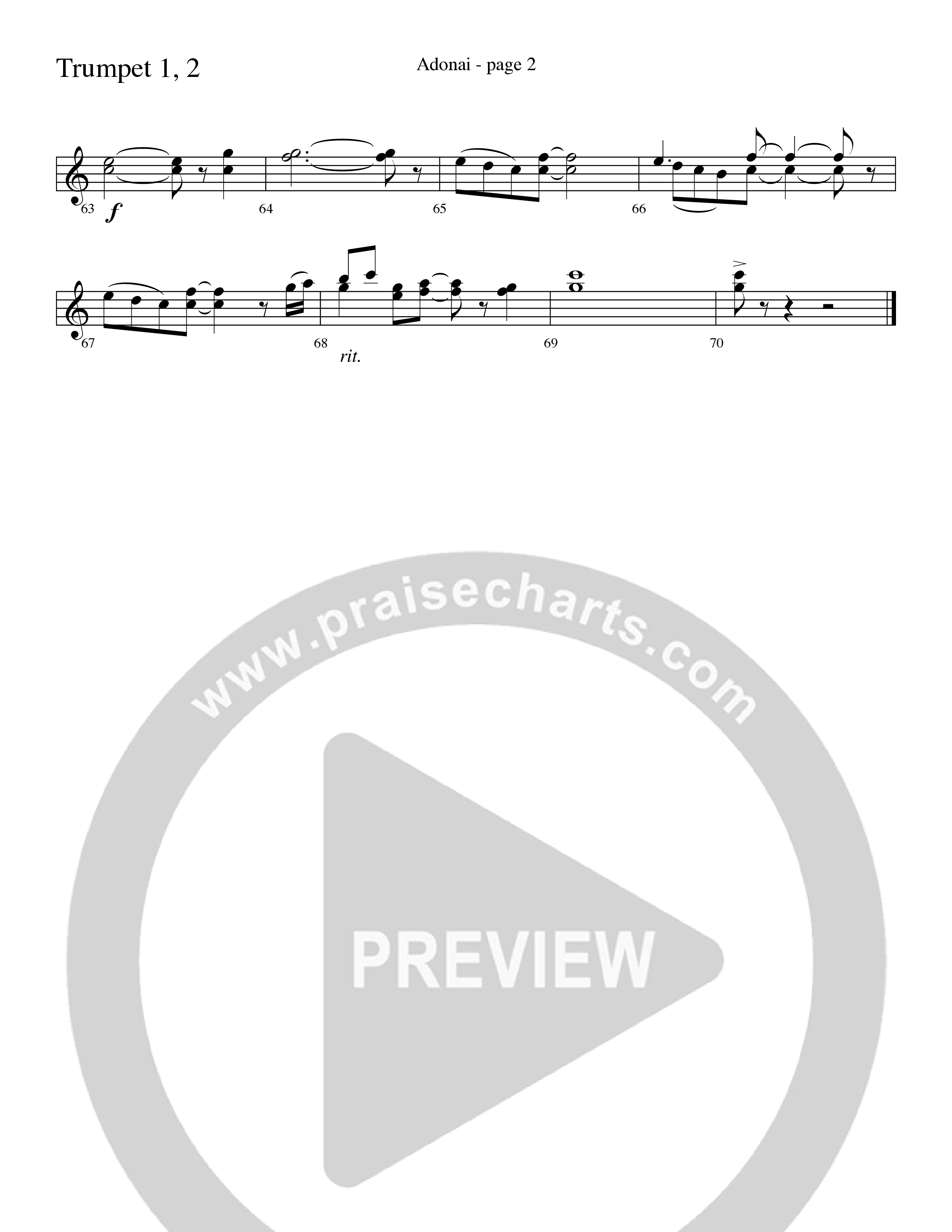 Adonai (Choral Anthem SATB) Trumpet 1,2 (Word Music Choral / Bradley Knight / Regi Stone)