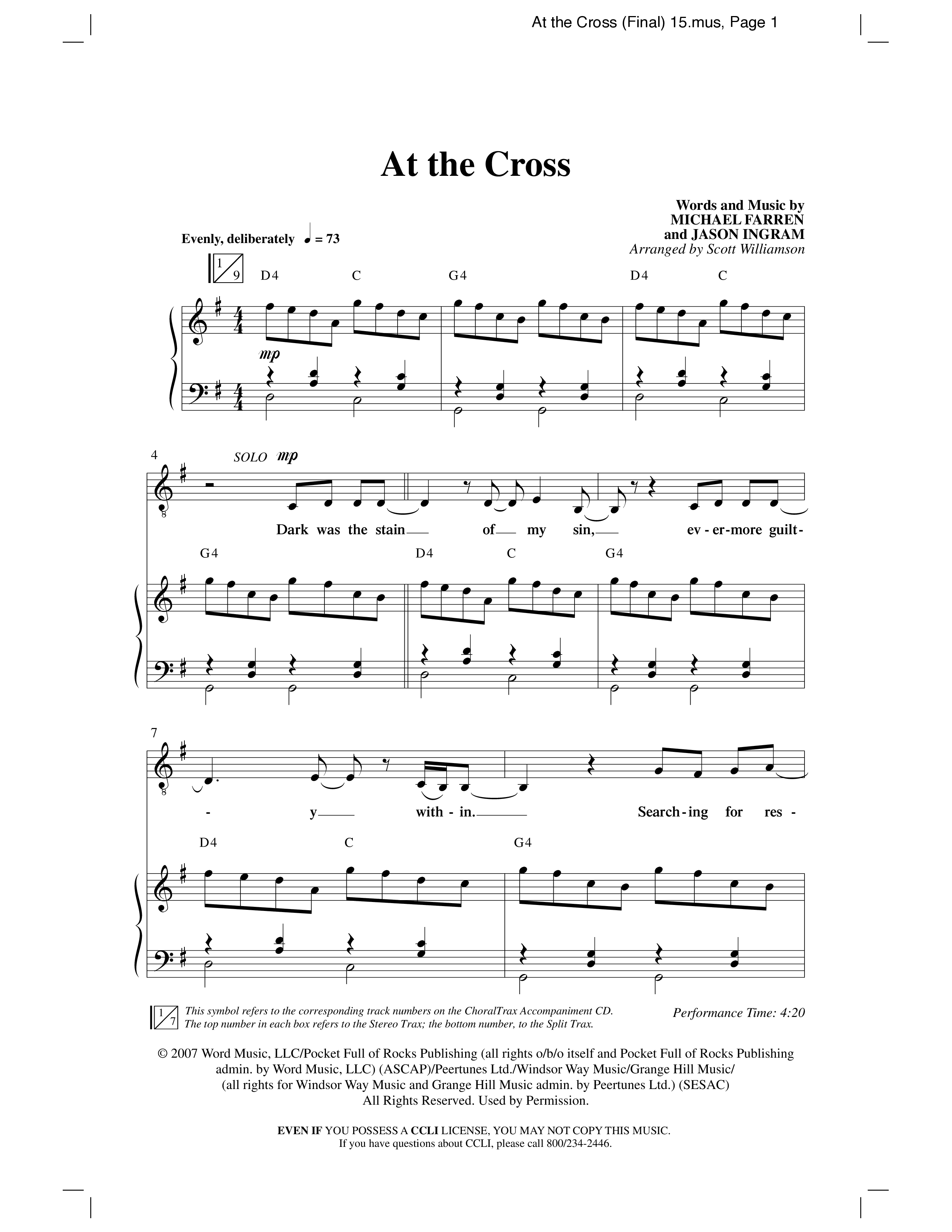 At the Cross (Choral Anthem SATB) Anthem (SATB/Piano) (Word Music Choral)