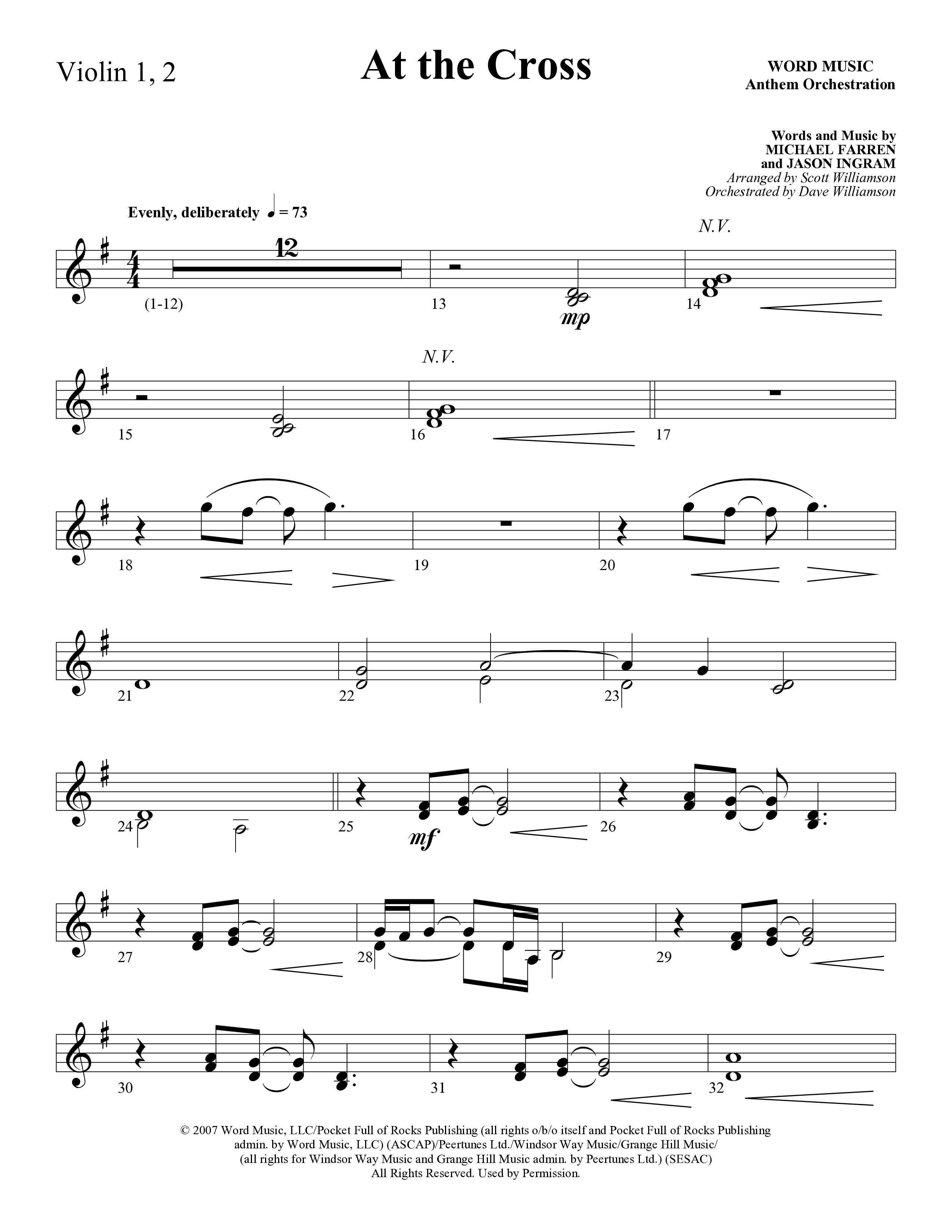 At the Cross (Choral Anthem SATB) Violin 1/2 (Word Music Choral)