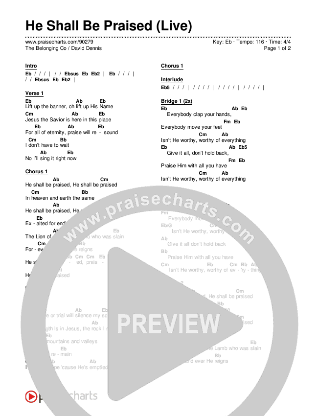 He Shall Be Praised (Live) Chords & Lyrics (The Belonging Co / David Dennis)