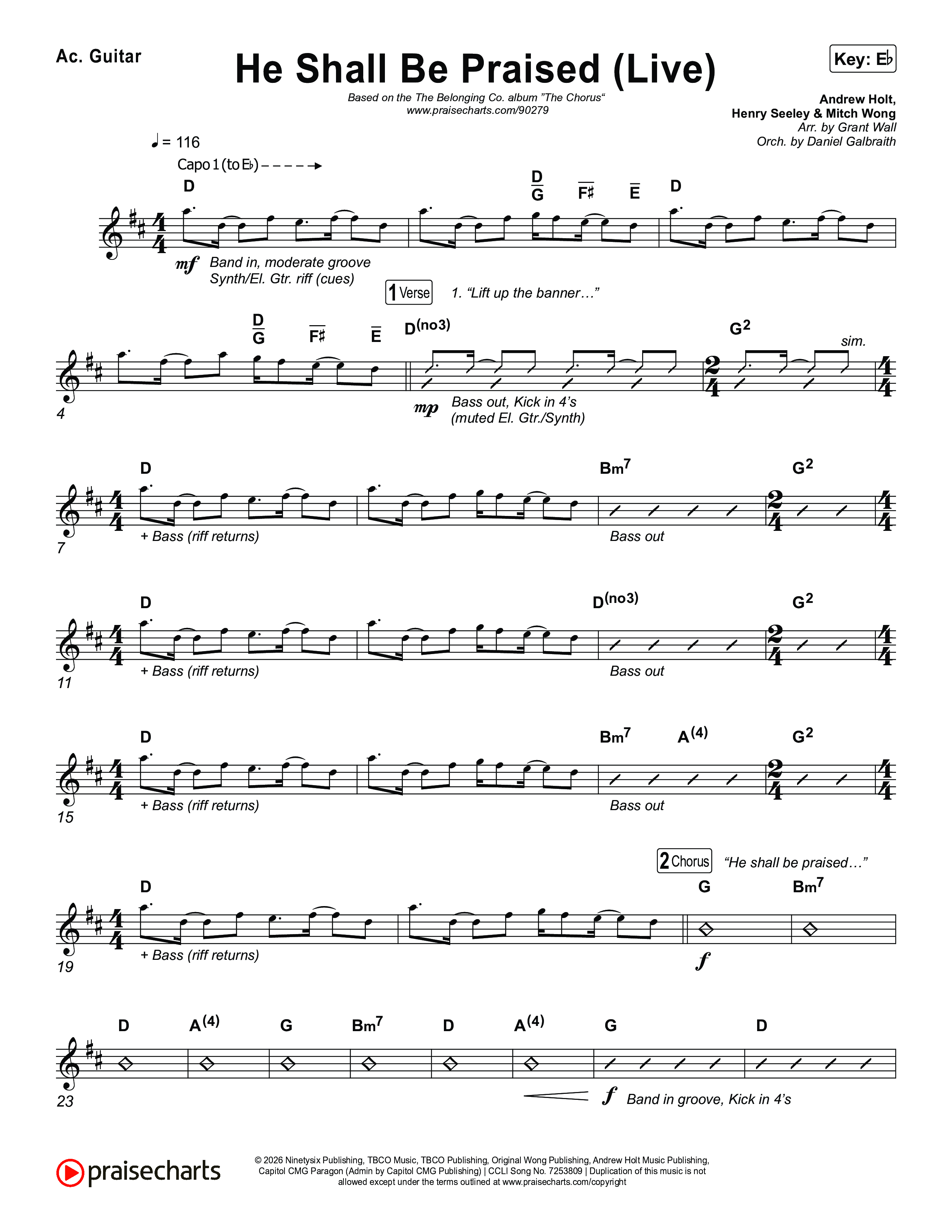 He Shall Be Praised (Live) Acoustic Guitar (The Belonging Co / David Dennis)