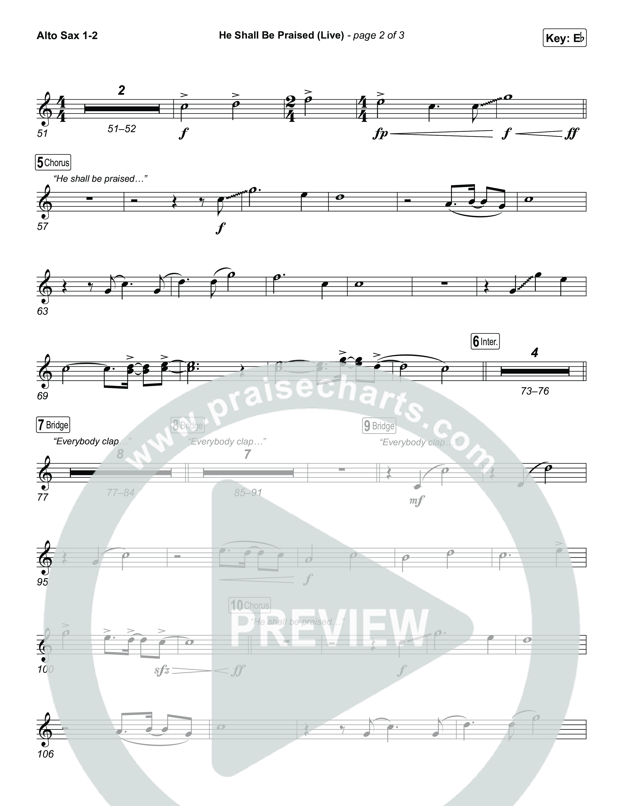 He Shall Be Praised (Live) Alto Sax 1,2 (The Belonging Co / David Dennis)