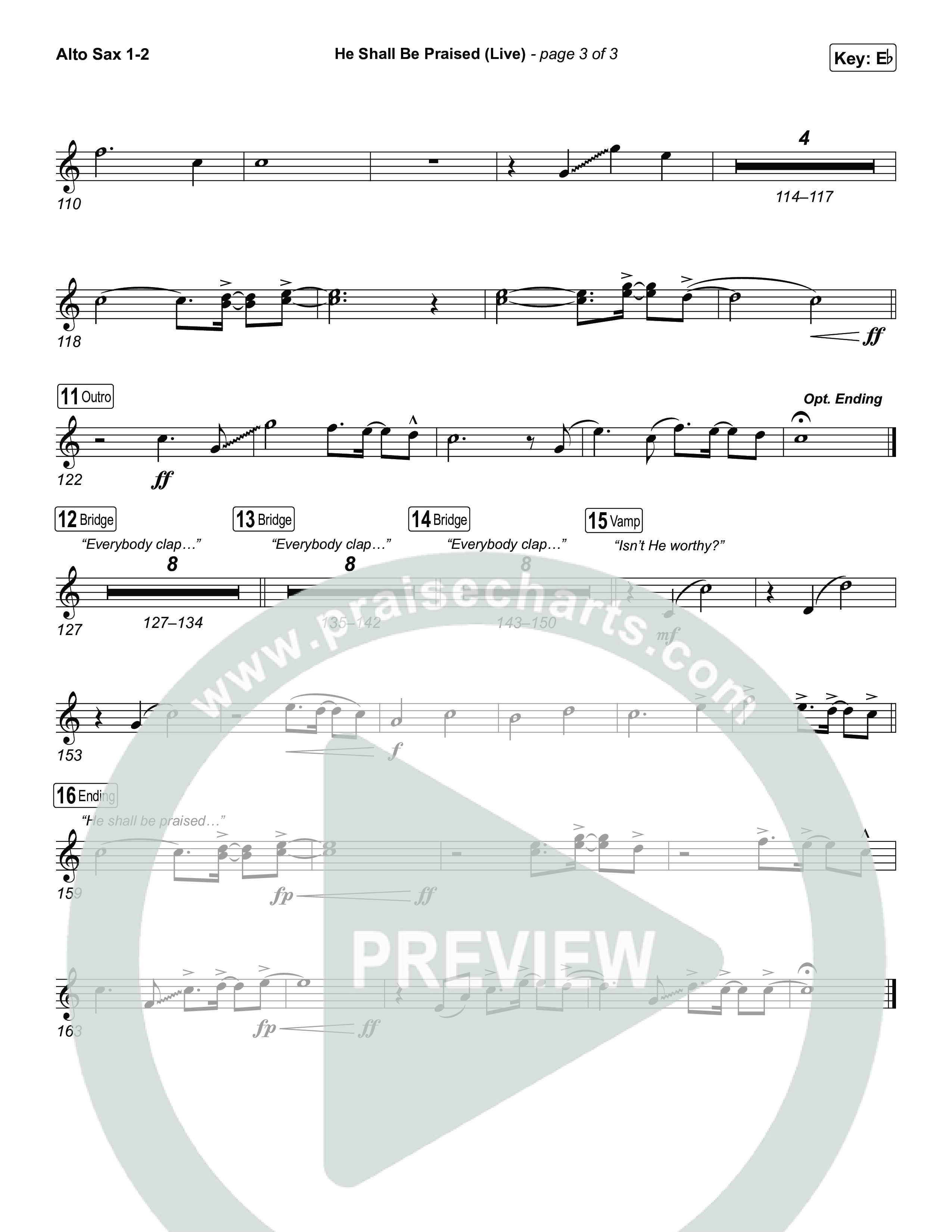 He Shall Be Praised (Live) Alto Sax 1,2 (The Belonging Co / David Dennis)