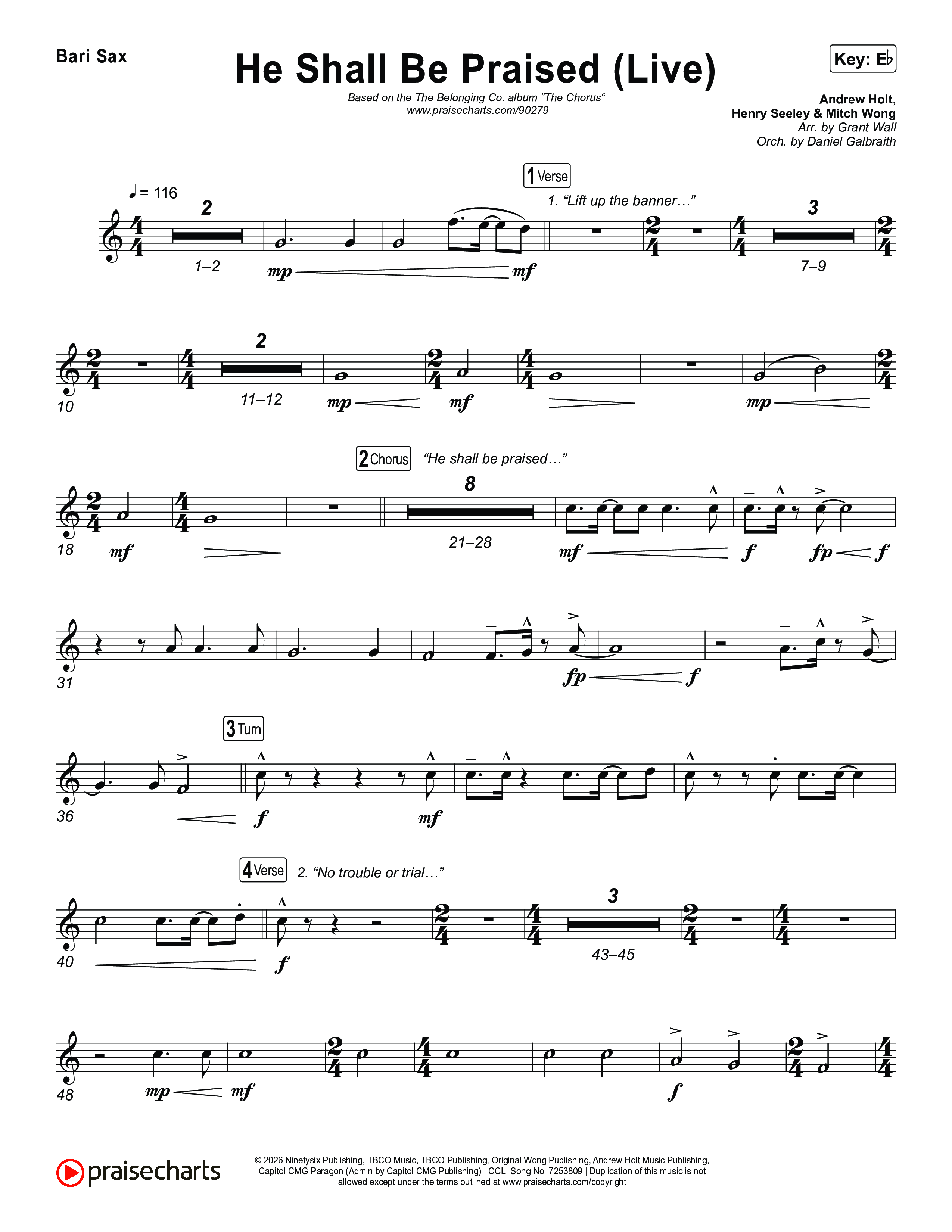He Shall Be Praised (Live) Bari Sax (The Belonging Co / David Dennis)