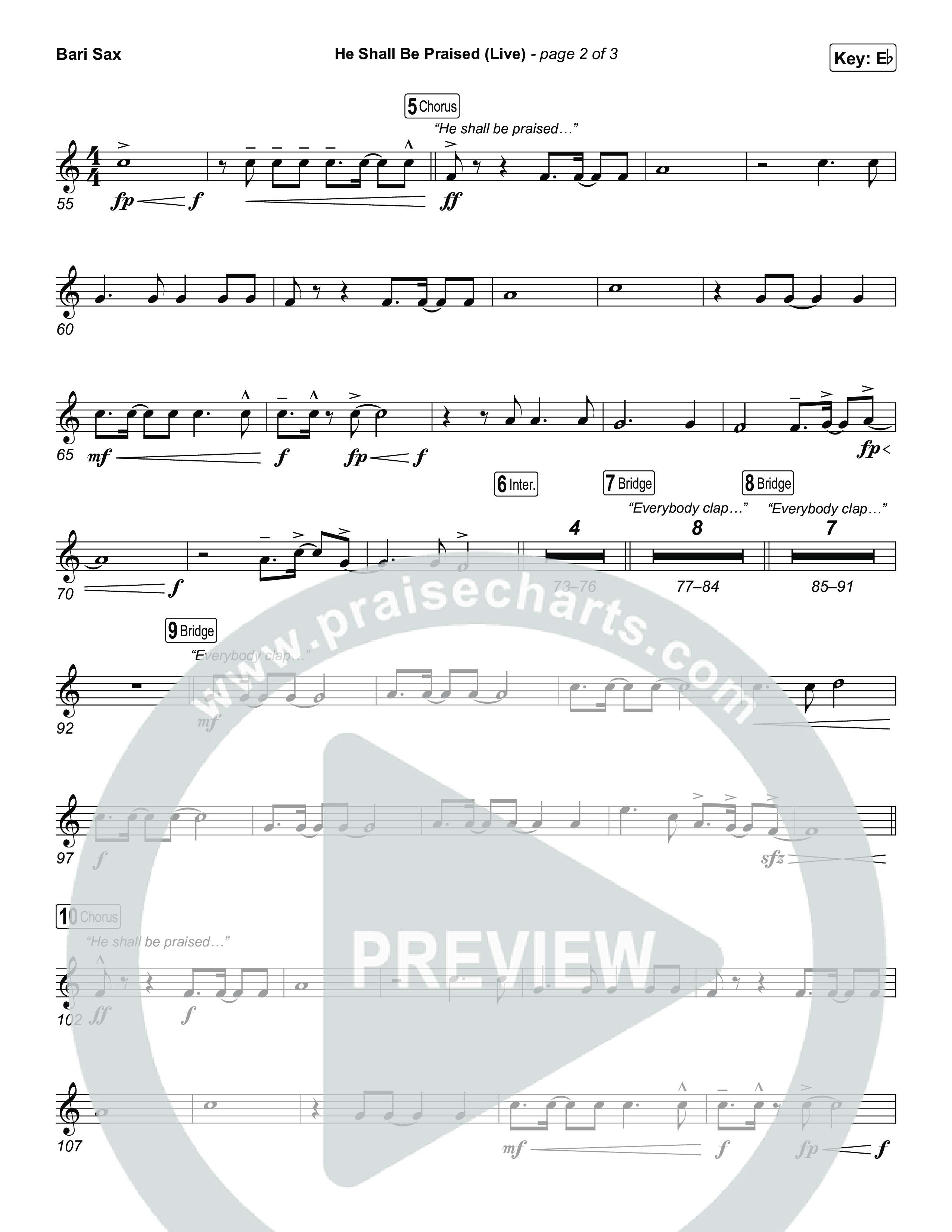 He Shall Be Praised (Live) Bari Sax (The Belonging Co / David Dennis)