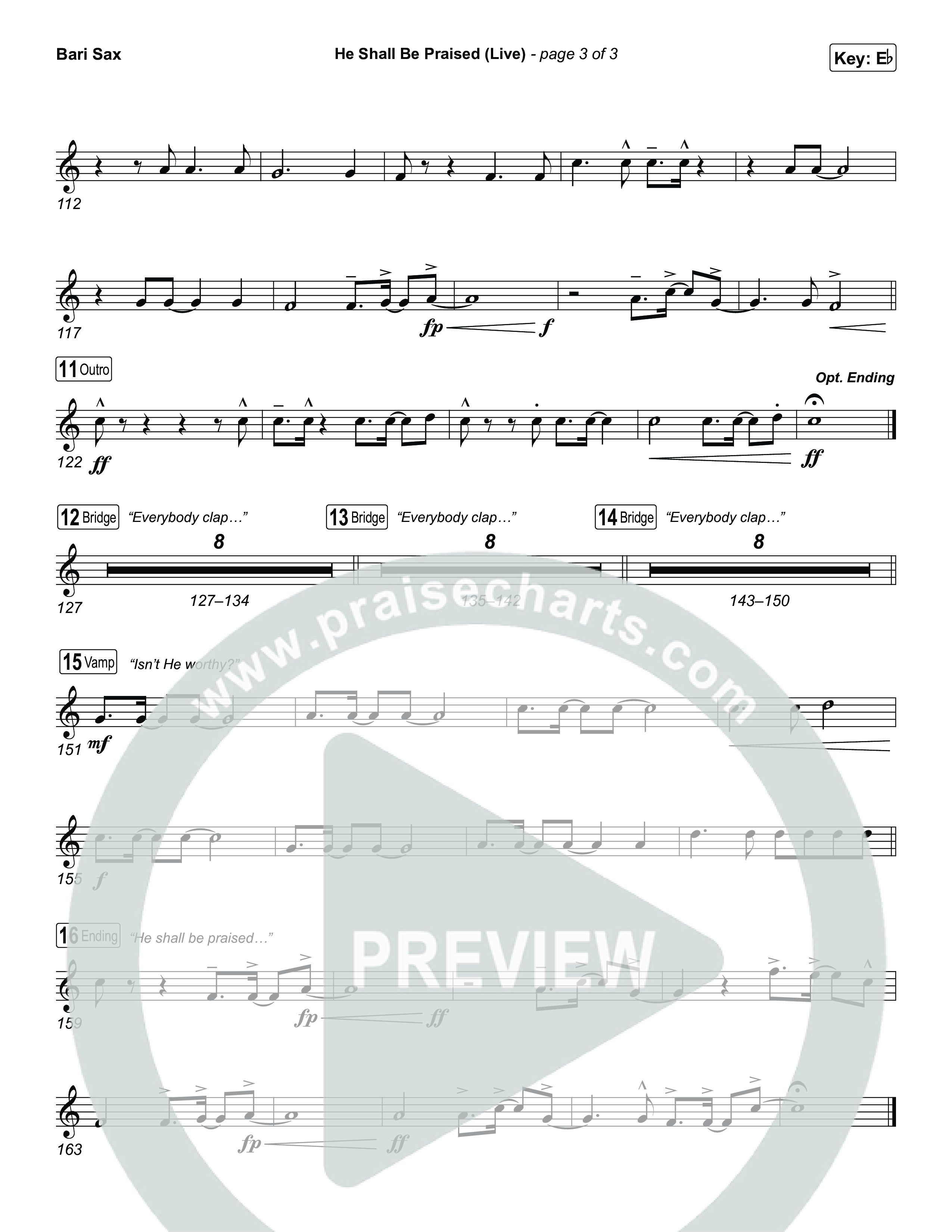 He Shall Be Praised (Live) Bari Sax (The Belonging Co / David Dennis)