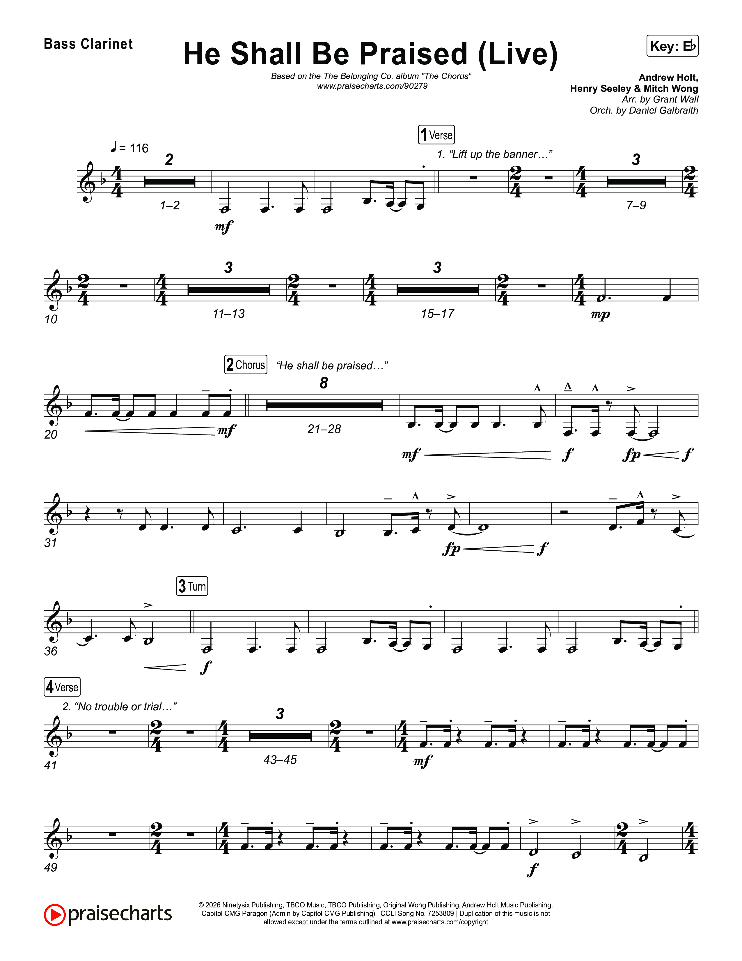 He Shall Be Praised (Live) Bass Clarinet (The Belonging Co / David Dennis)