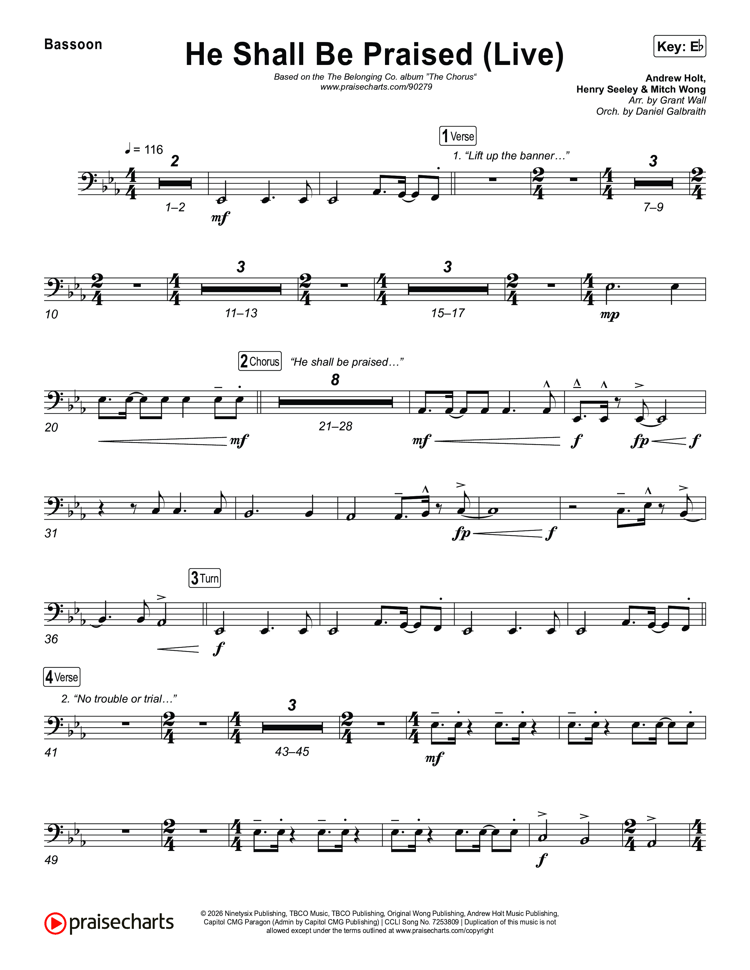 He Shall Be Praised (Live) Bassoon (The Belonging Co / David Dennis)