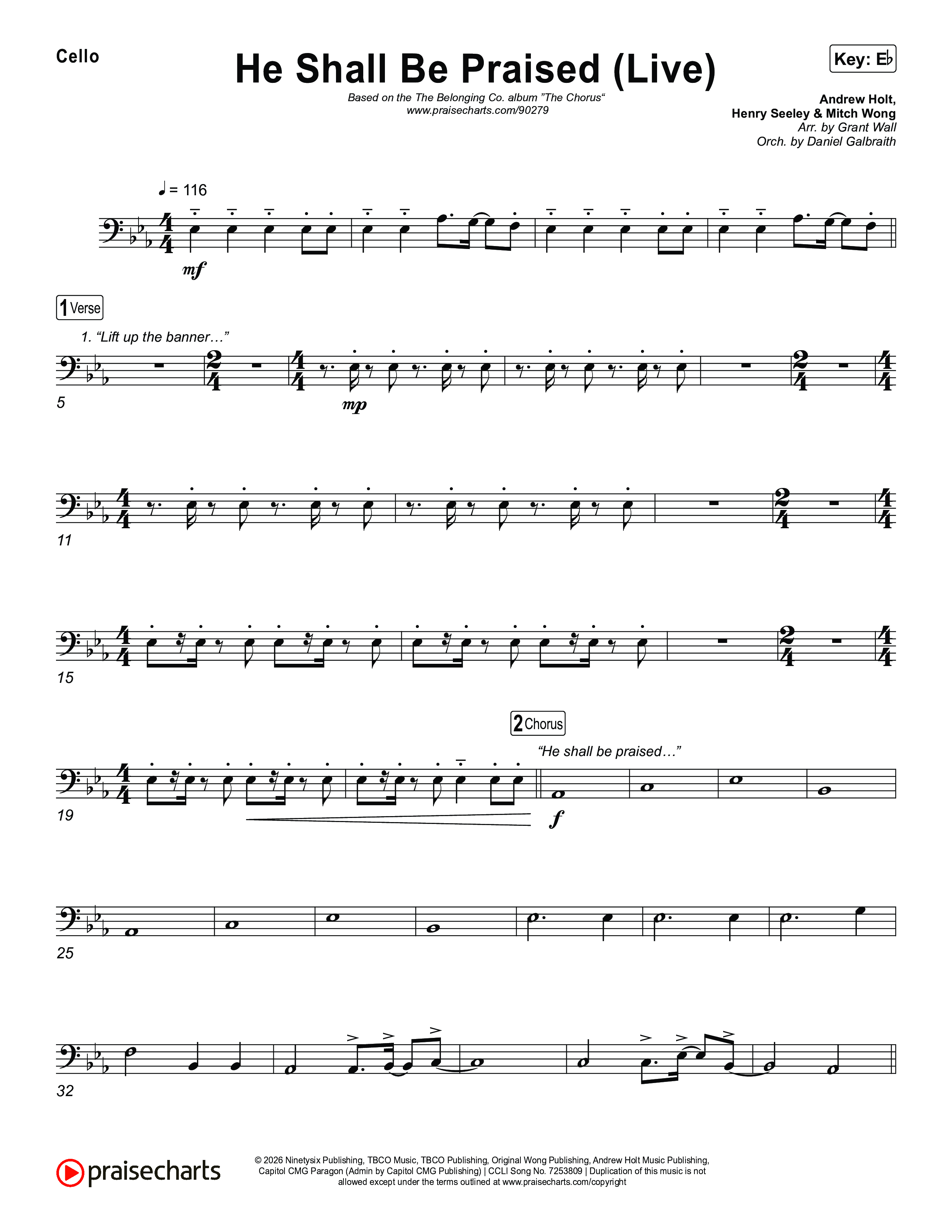 He Shall Be Praised (Live) Cello (The Belonging Co / David Dennis)