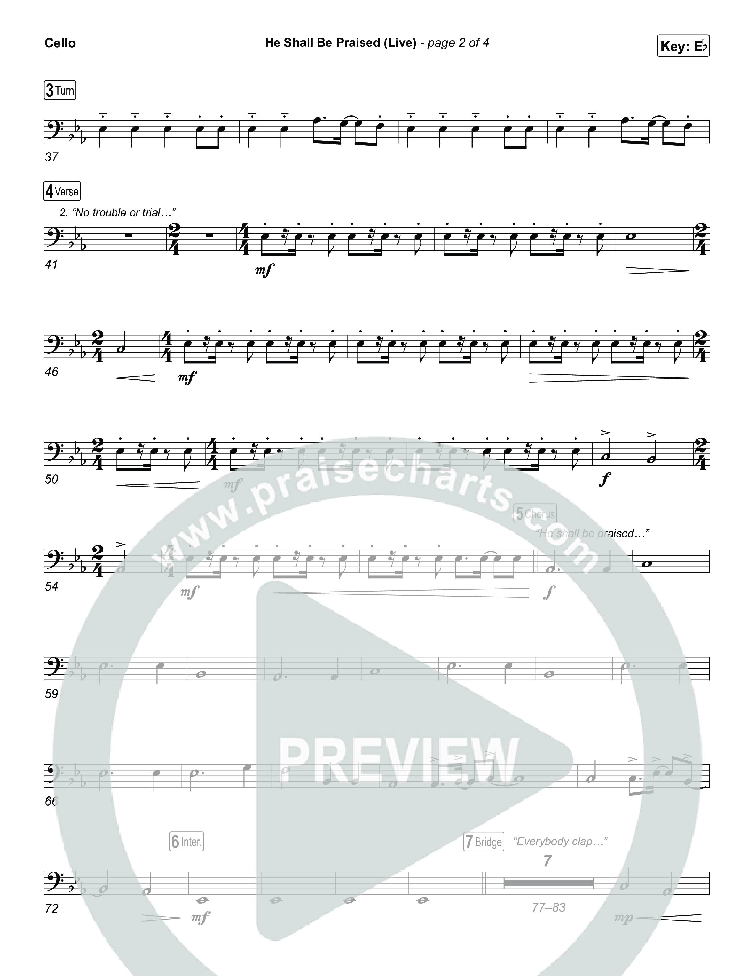 He Shall Be Praised (Live) Cello (The Belonging Co / David Dennis)