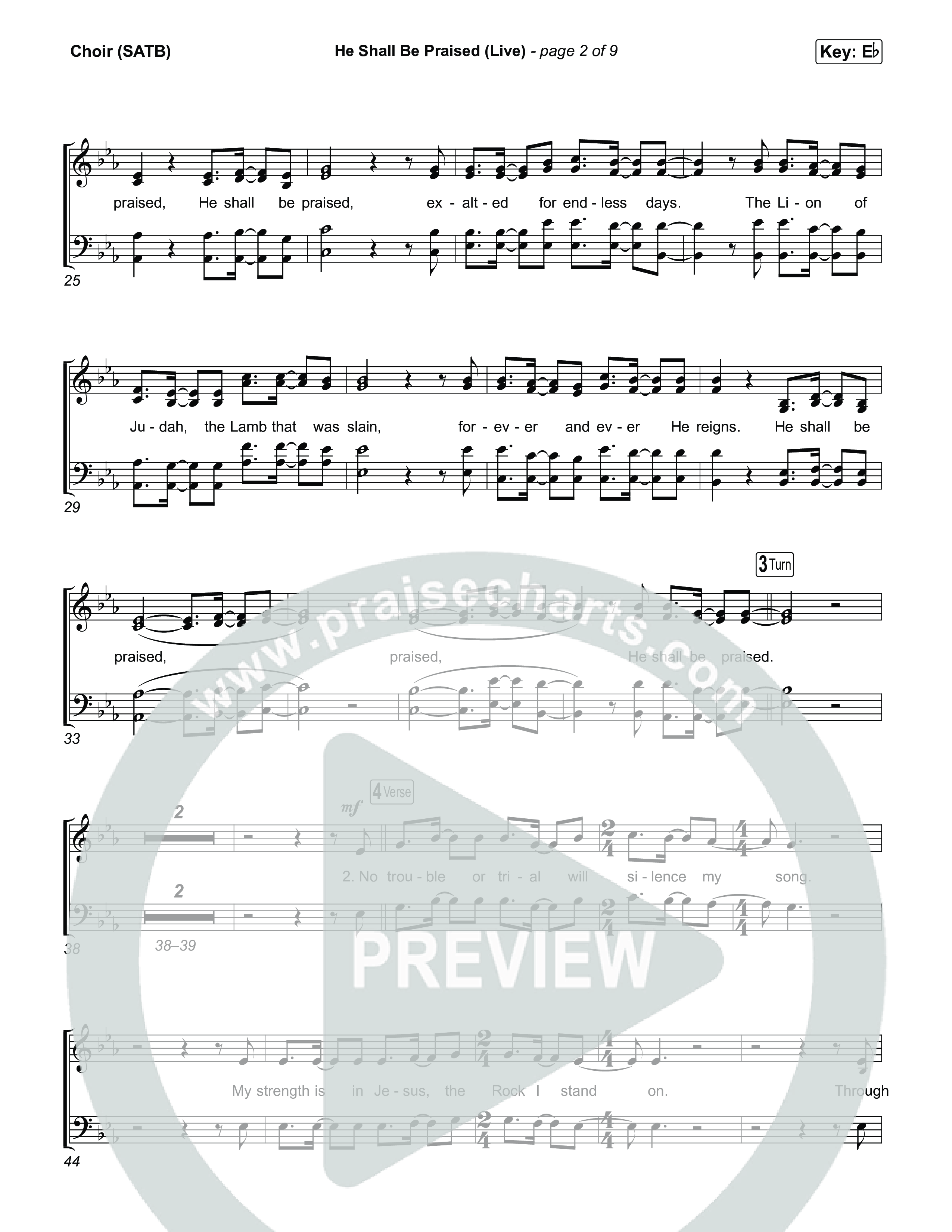 He Shall Be Praised (Live) Choir Sheet (SATB) (The Belonging Co / David Dennis)