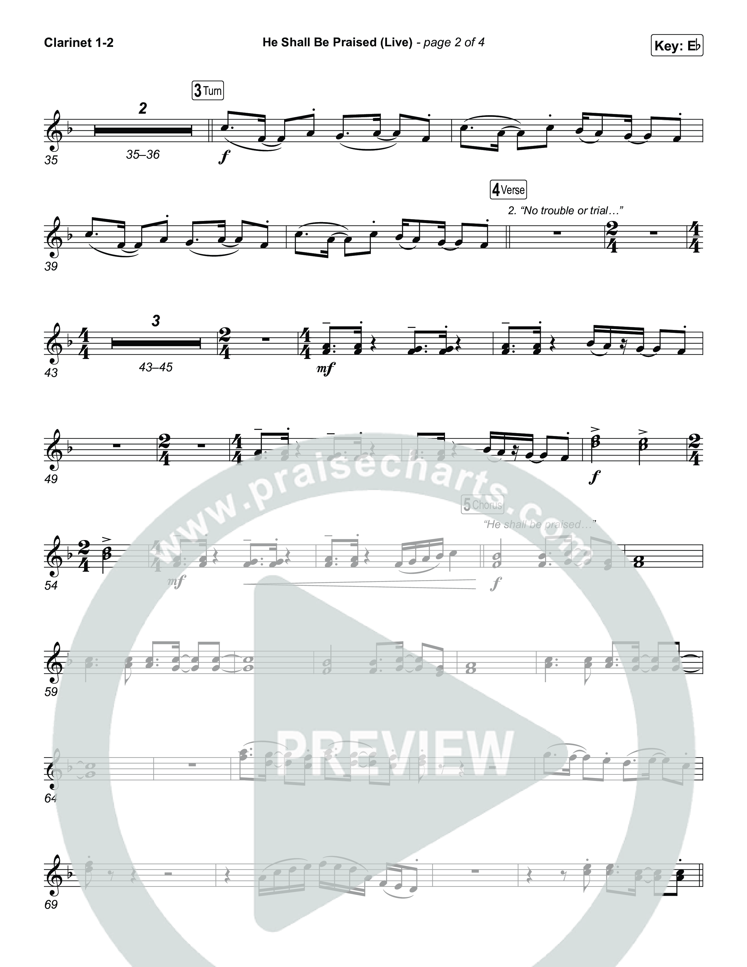 He Shall Be Praised (Live) Clarinet 1,2 (The Belonging Co / David Dennis)
