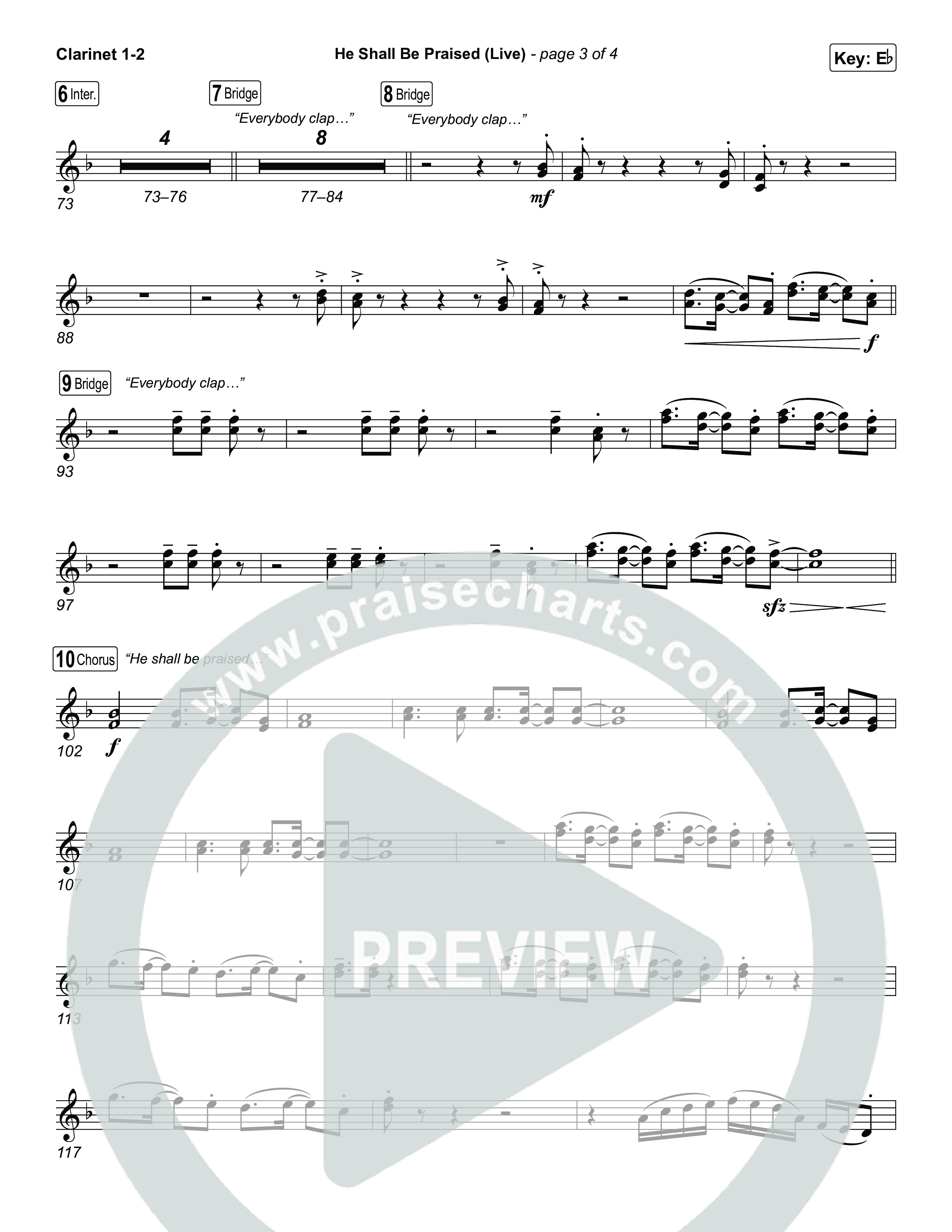 He Shall Be Praised (Live) Clarinet 1,2 (The Belonging Co / David Dennis)