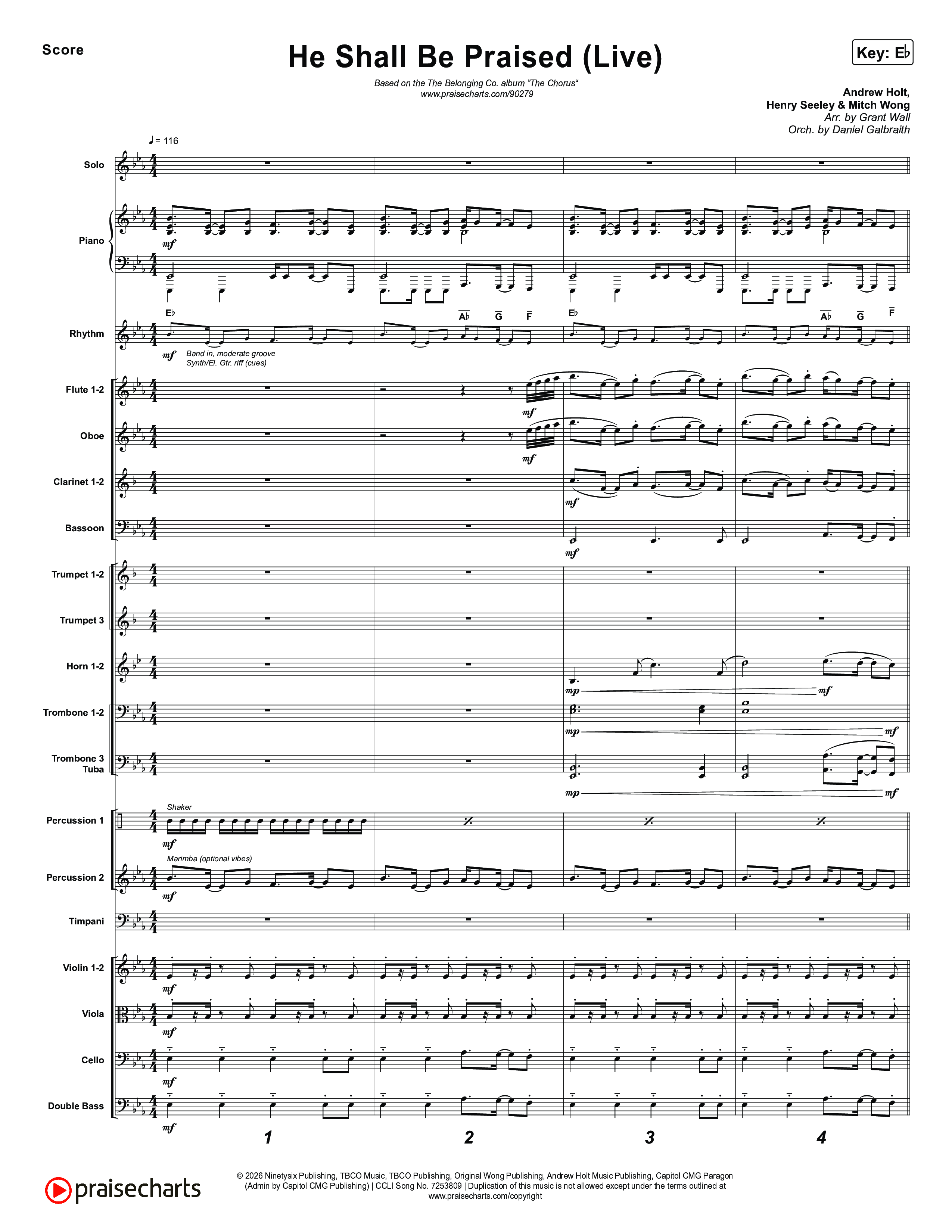 He Shall Be Praised (Live) Conductor's Score (The Belonging Co / David Dennis)