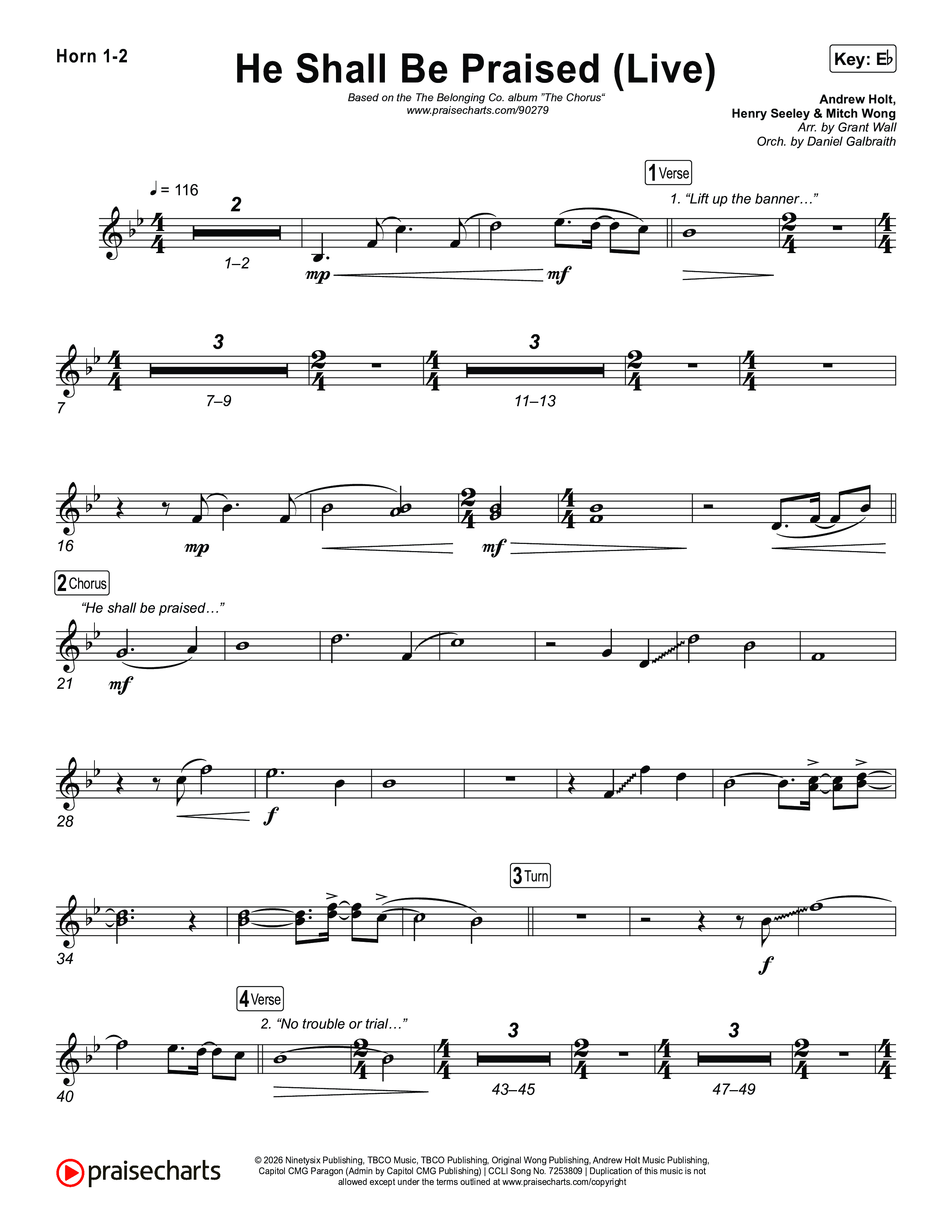 He Shall Be Praised (Live) French Horn 1,2 (The Belonging Co / David Dennis)
