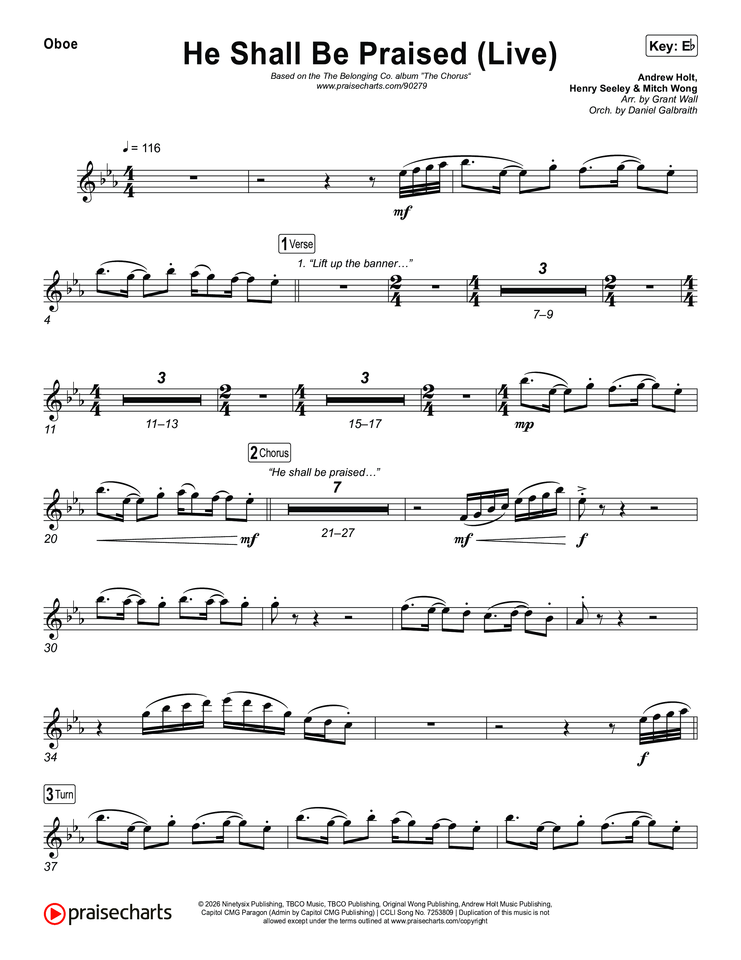 He Shall Be Praised (Live) Oboe (The Belonging Co / David Dennis)