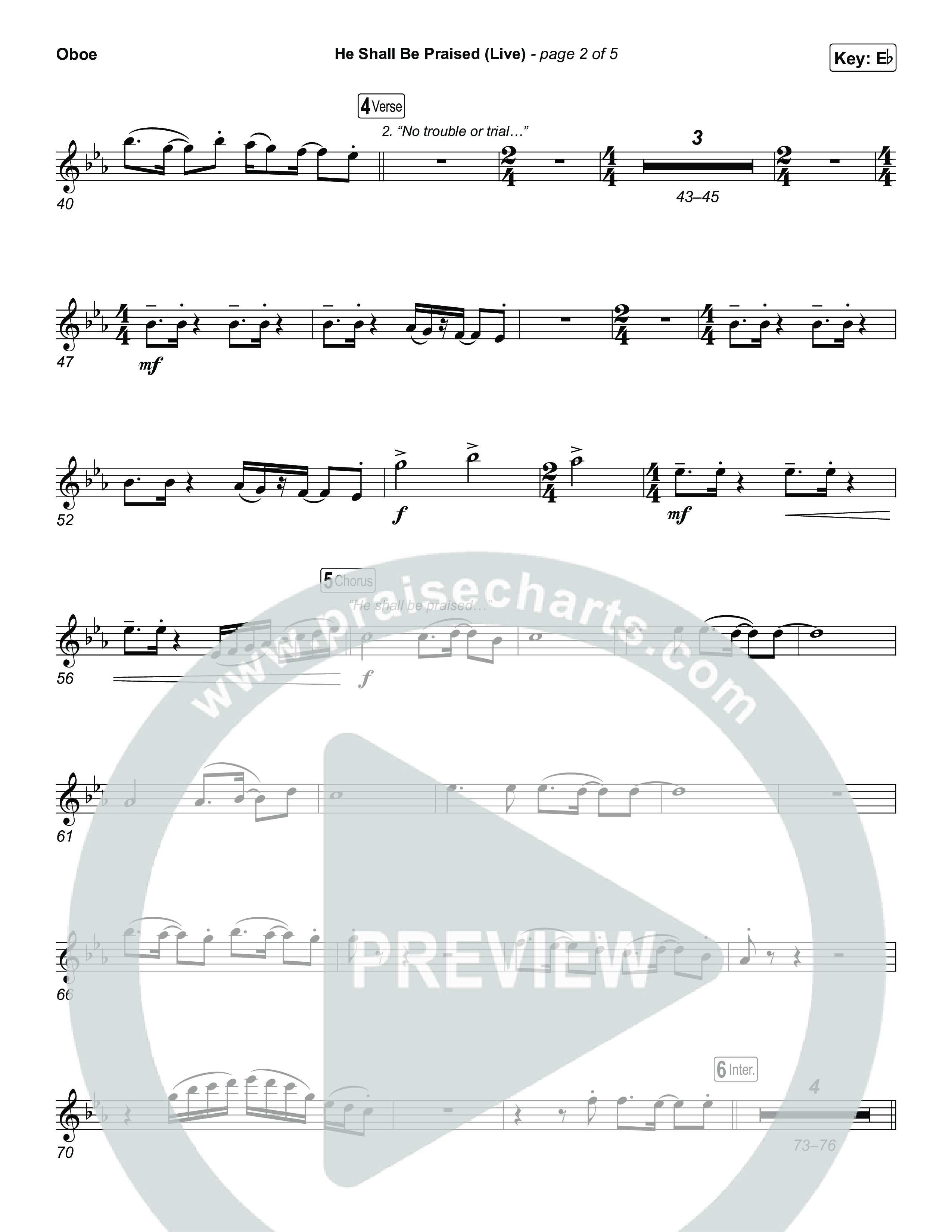 He Shall Be Praised (Live) Oboe (The Belonging Co / David Dennis)