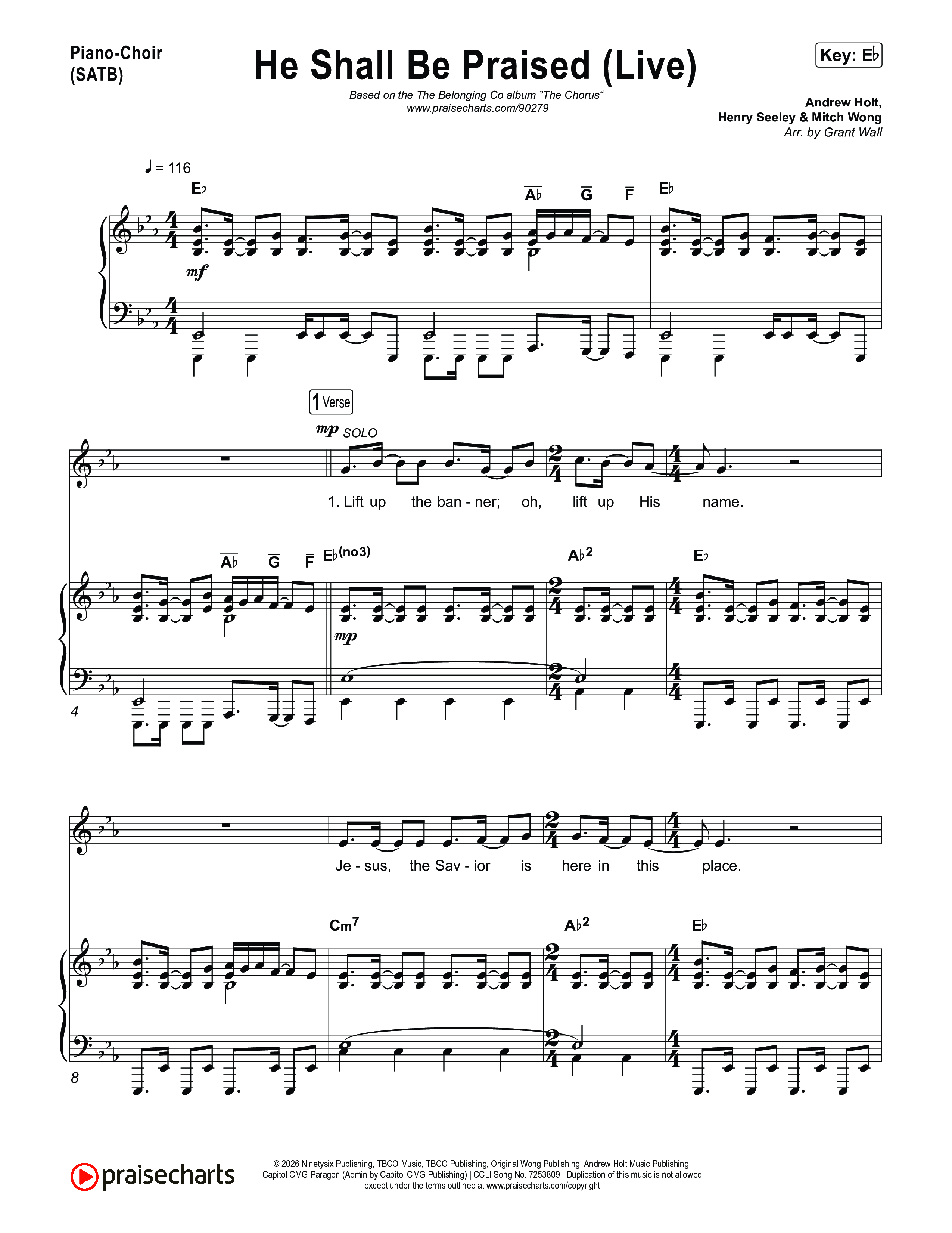 He Shall Be Praised (Live) Piano/Vocal Pack (The Belonging Co / David Dennis)