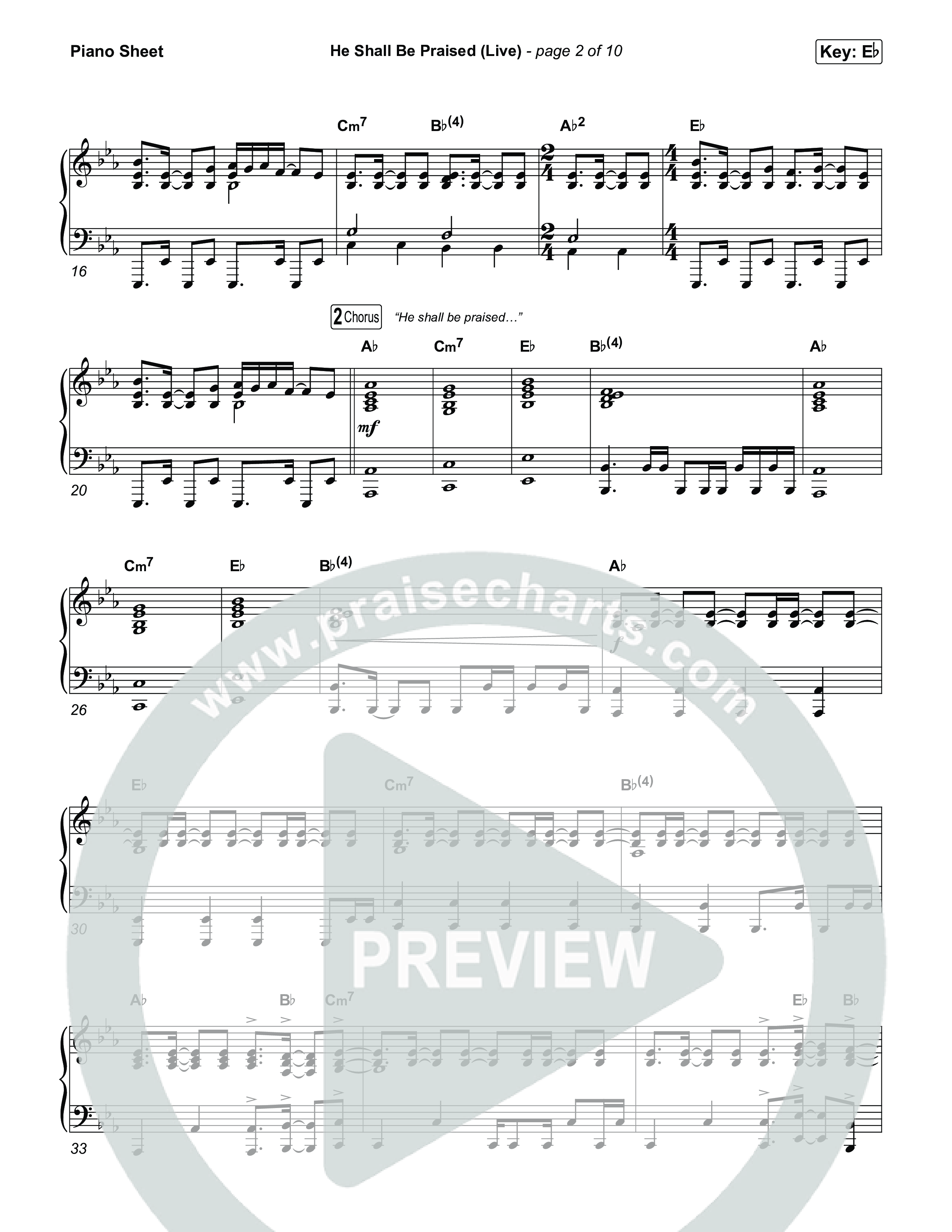 He Shall Be Praised (Live) Piano Sheet (The Belonging Co / David Dennis)