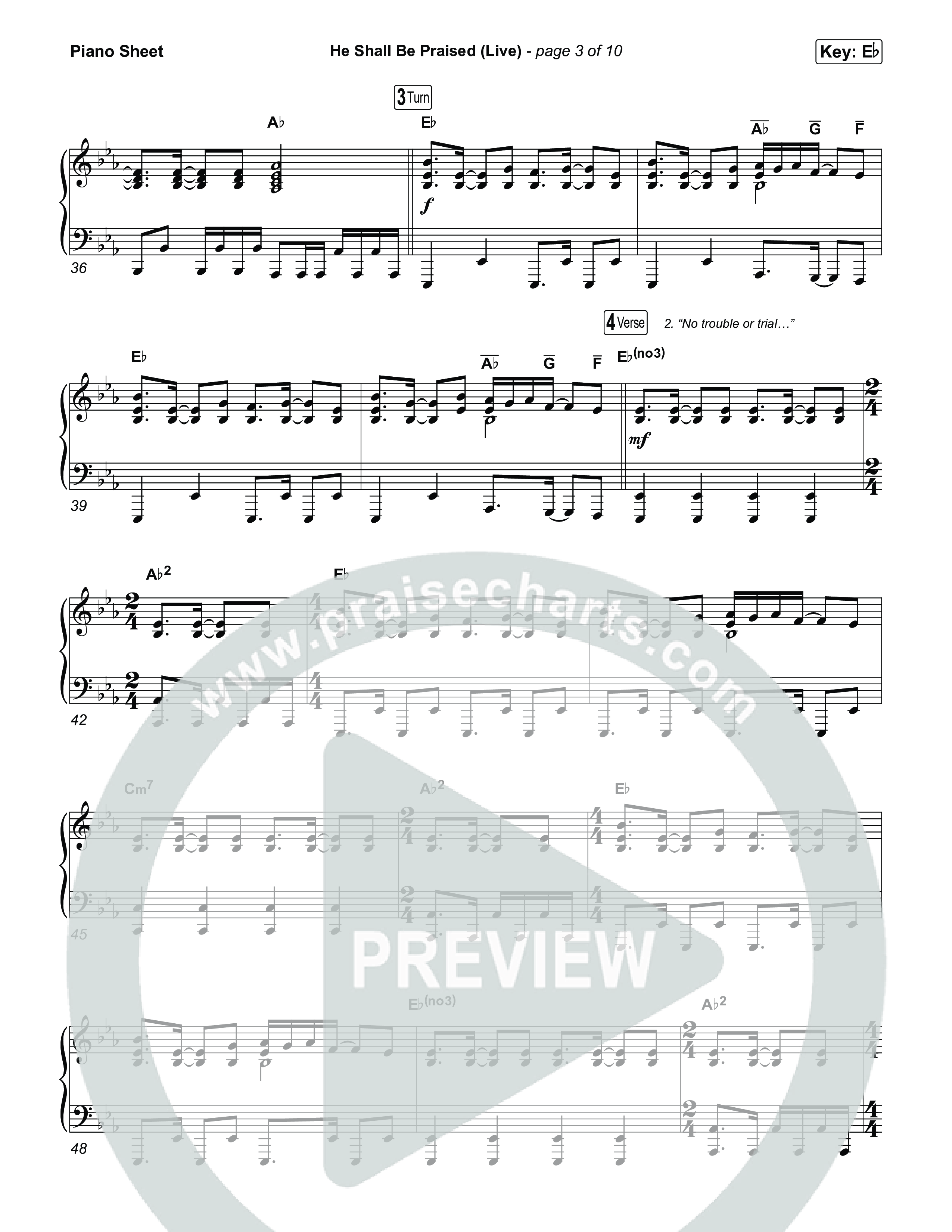He Shall Be Praised (Live) Piano Sheet (The Belonging Co / David Dennis)