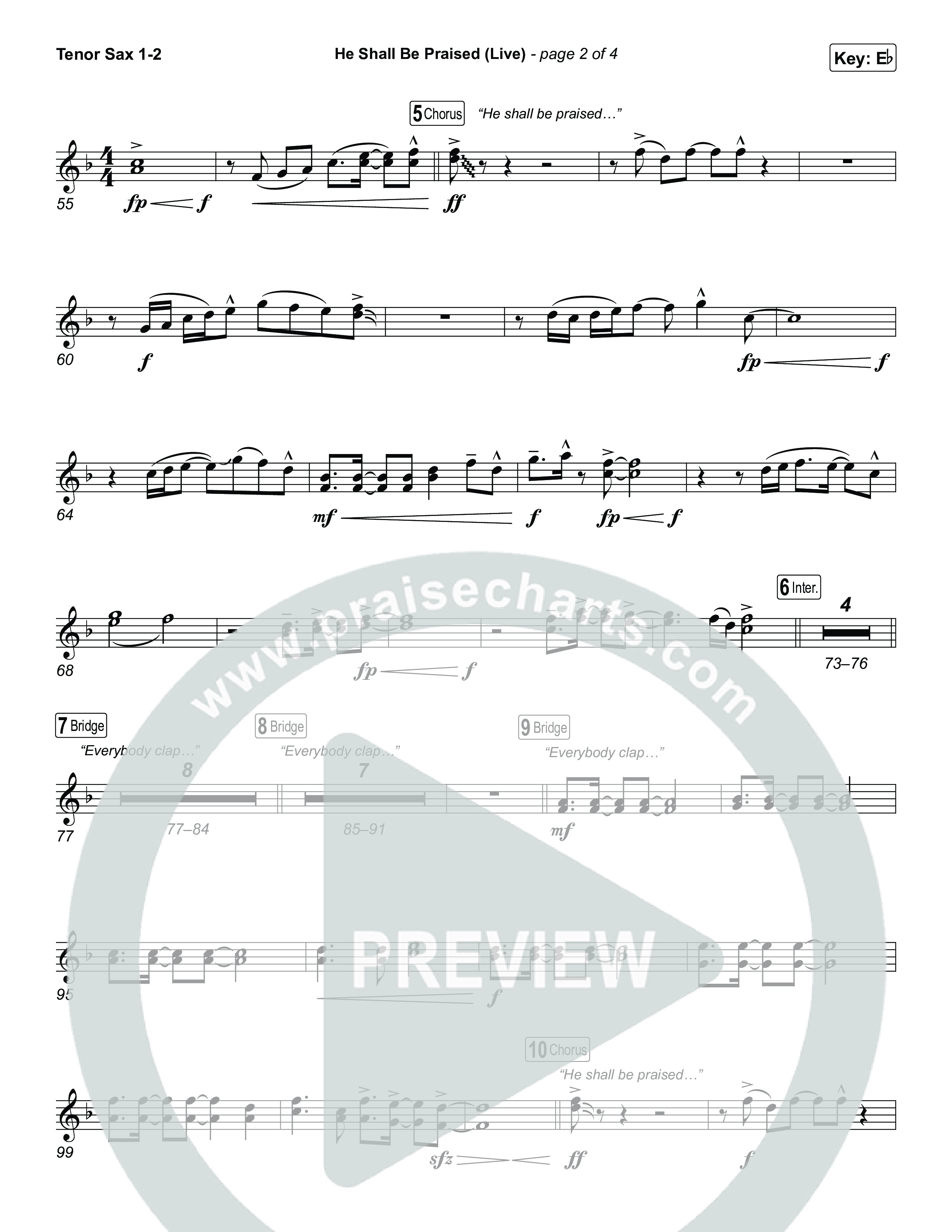 He Shall Be Praised (Live) Tenor Sax 1,2 (The Belonging Co / David Dennis)