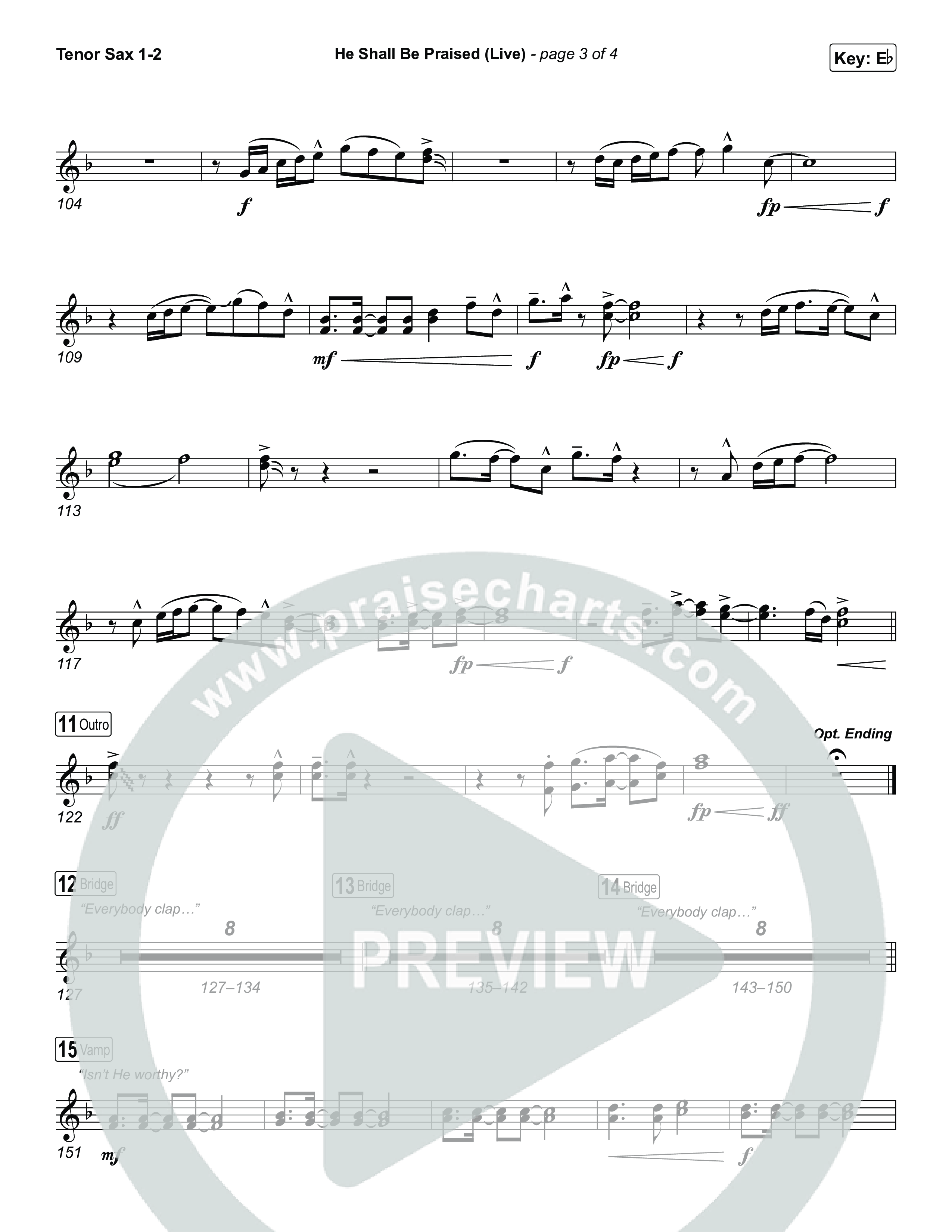 He Shall Be Praised (Live) Tenor Sax 1,2 (The Belonging Co / David Dennis)