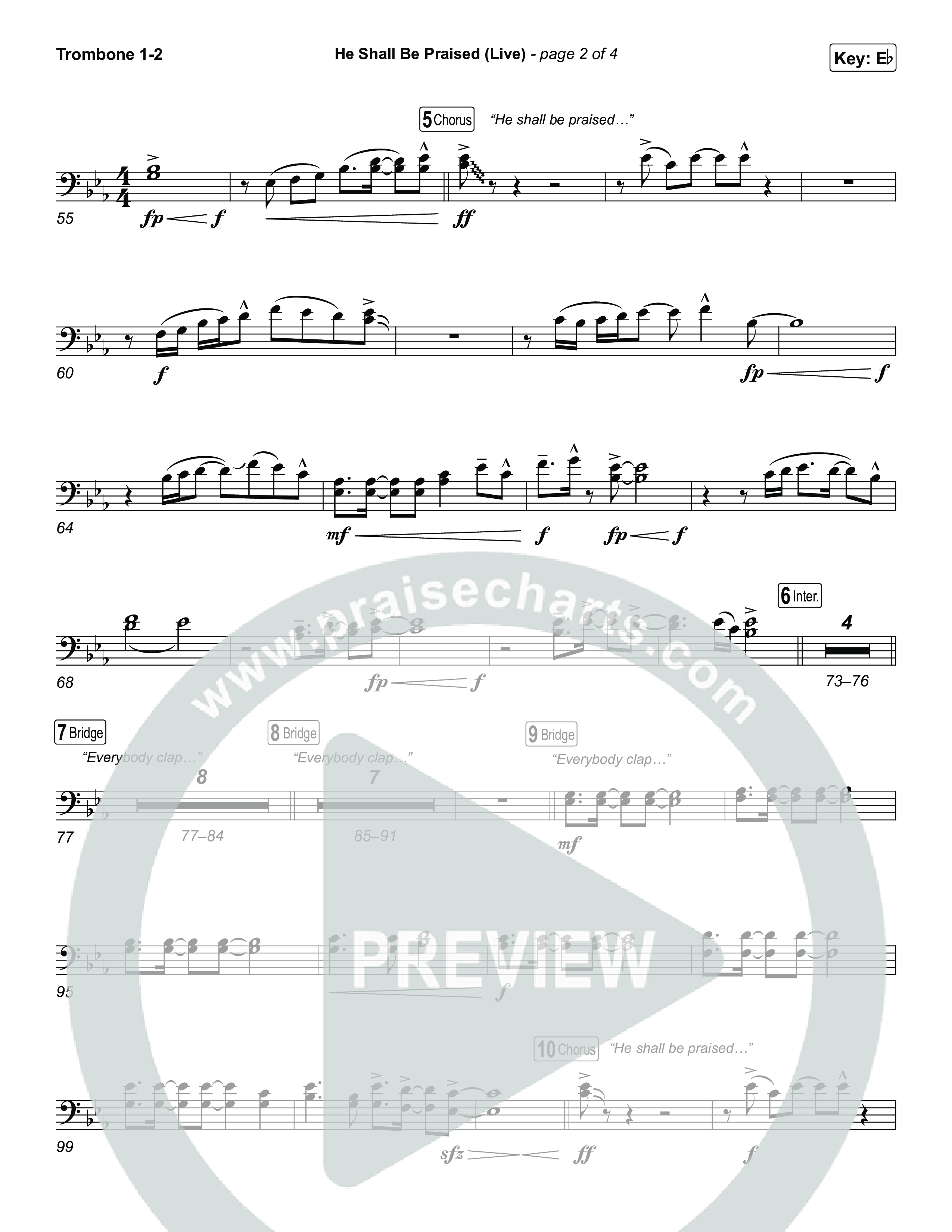 He Shall Be Praised (Live) Trombone 1,2 (The Belonging Co / David Dennis)