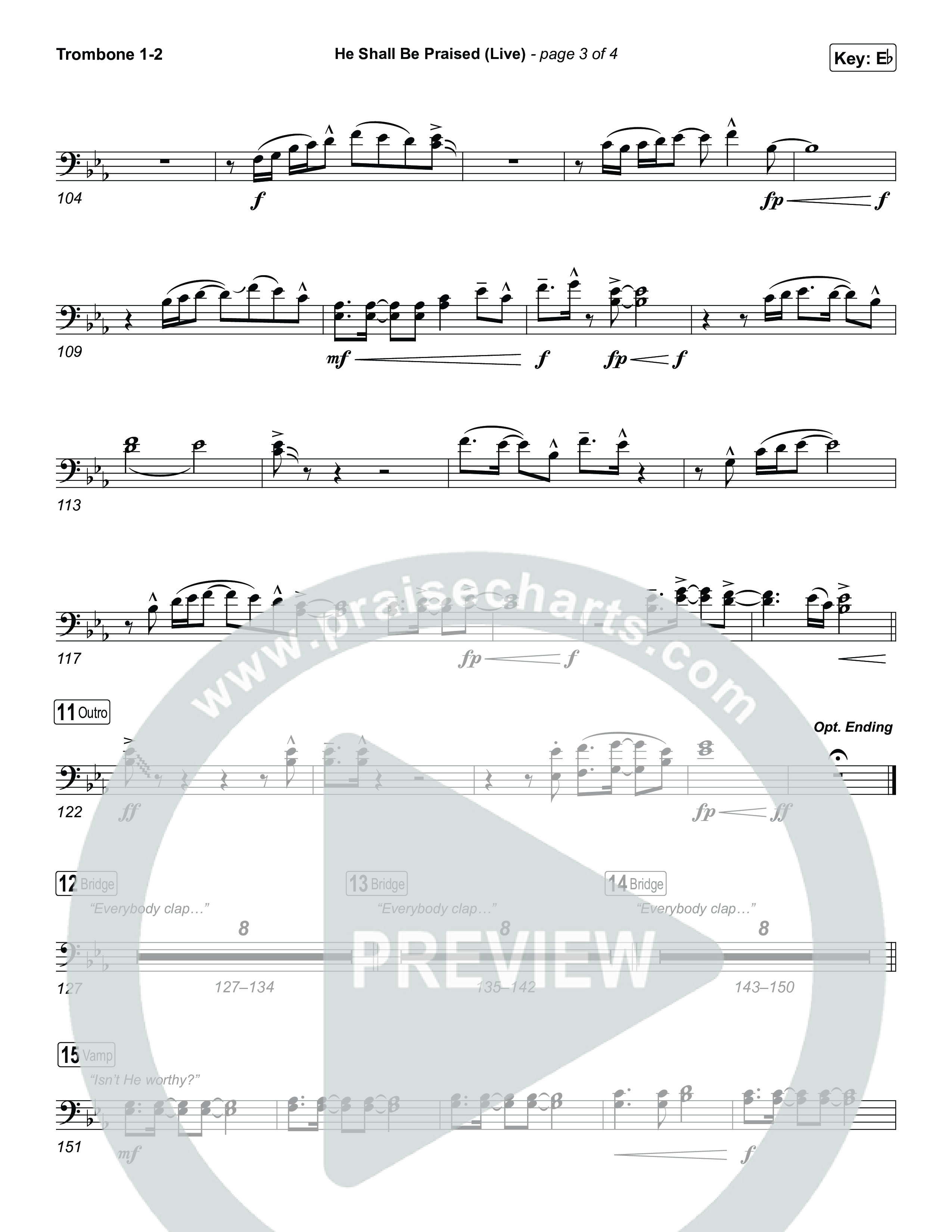 He Shall Be Praised (Live) Trombone 1,2 (The Belonging Co / David Dennis)