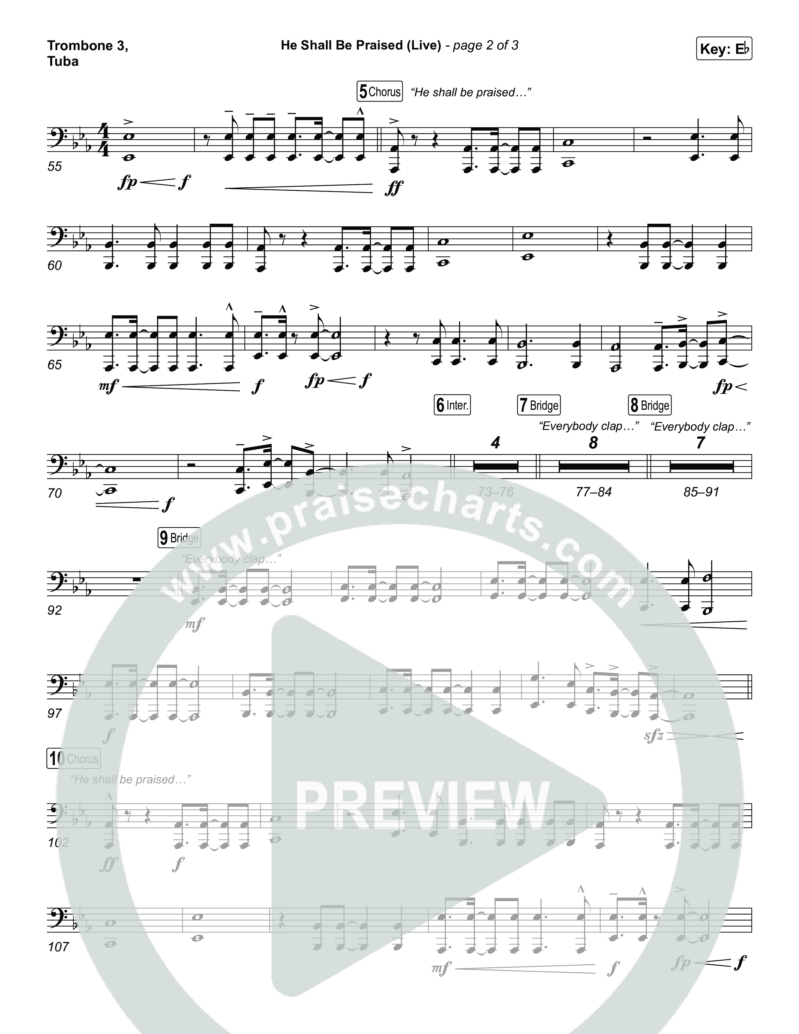 He Shall Be Praised (Live) Trombone 3/Tuba (The Belonging Co / David Dennis)