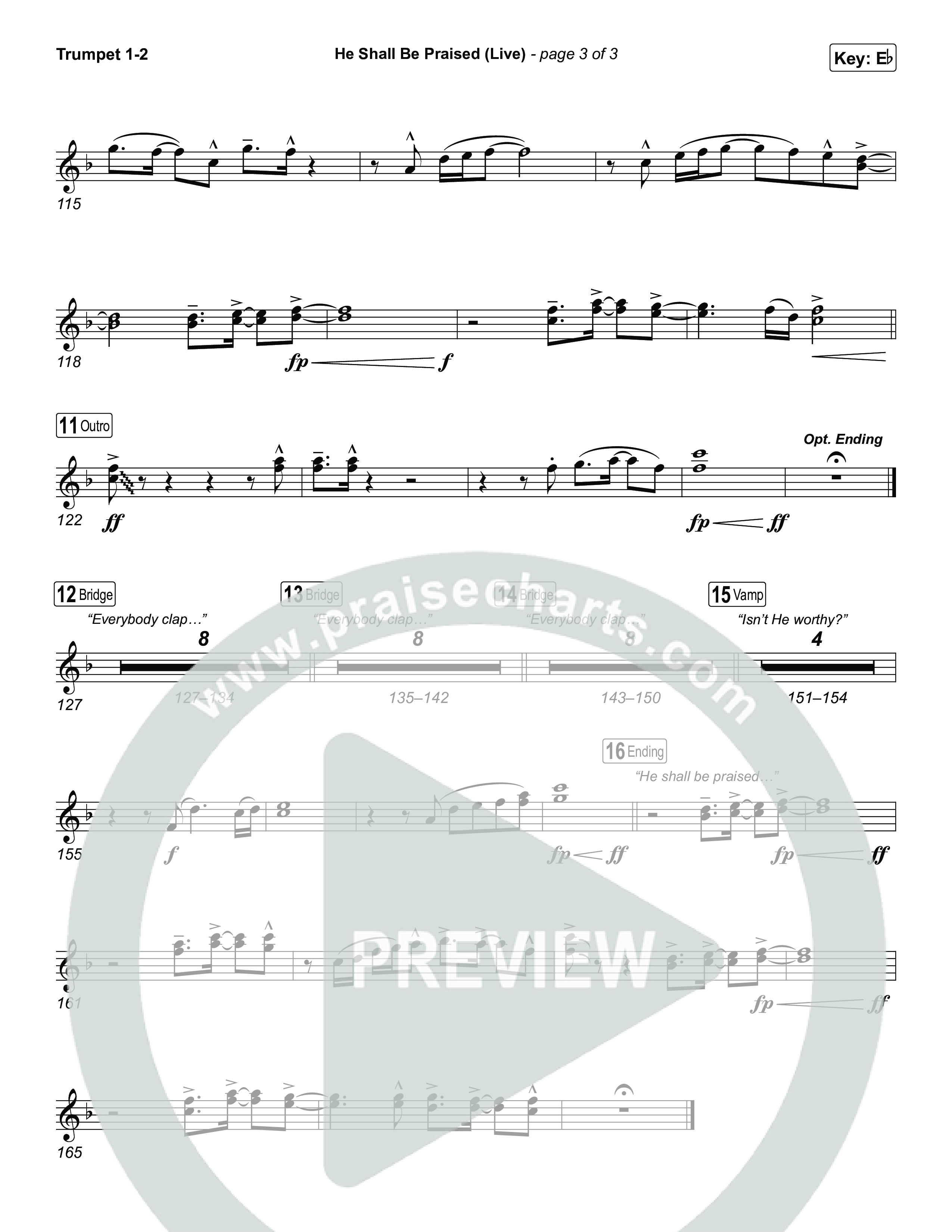 He Shall Be Praised (Live) Trumpet 1,2 (The Belonging Co / David Dennis)