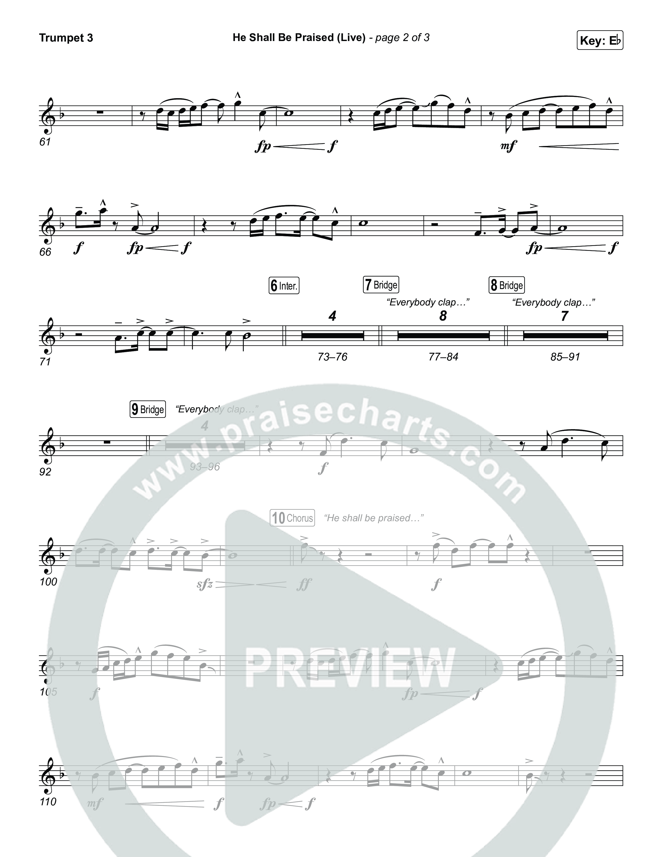 He Shall Be Praised (Live) Trumpet 3 (The Belonging Co / David Dennis)