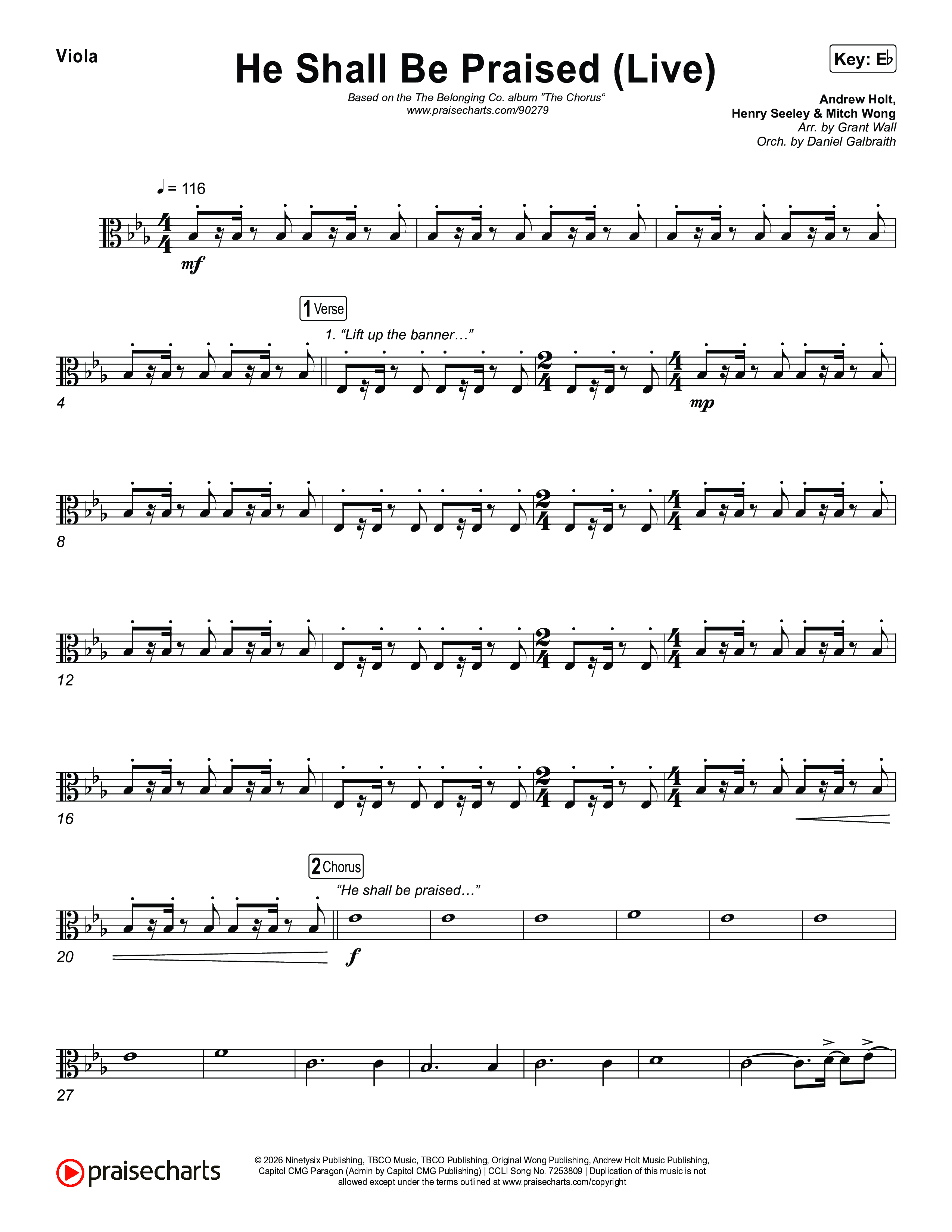 He Shall Be Praised (Live) Viola (The Belonging Co / David Dennis)