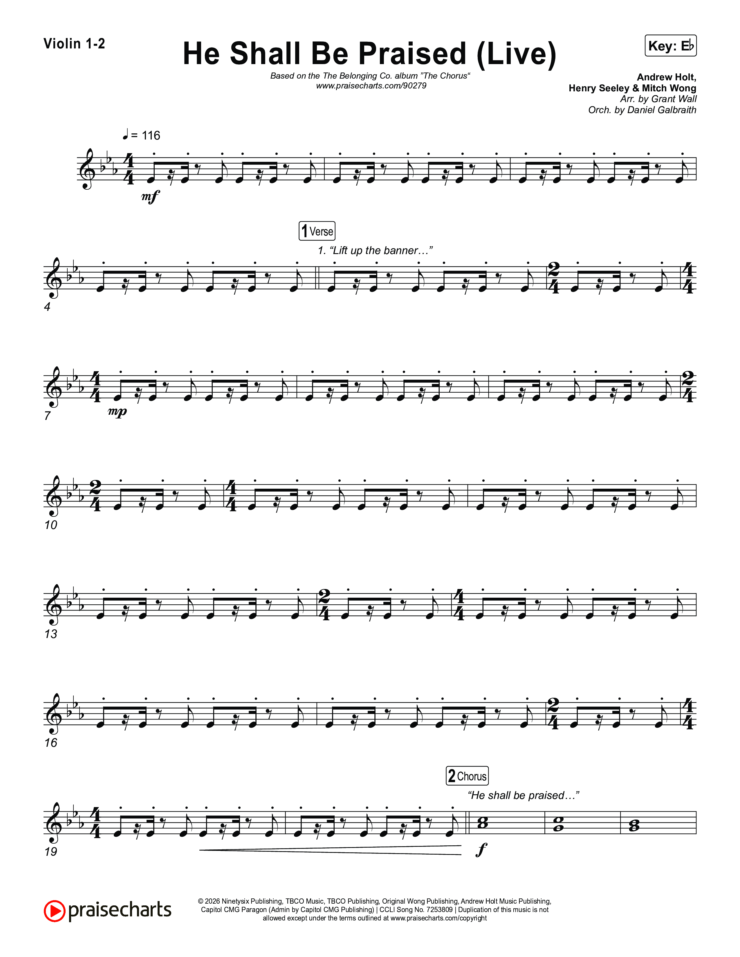 He Shall Be Praised (Live) String Pack (The Belonging Co / David Dennis)