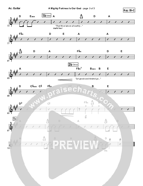 A Mighty Fortress Is Our God Acoustic Guitar (PraiseCharts Band / Arr. Daniel Galbraith)