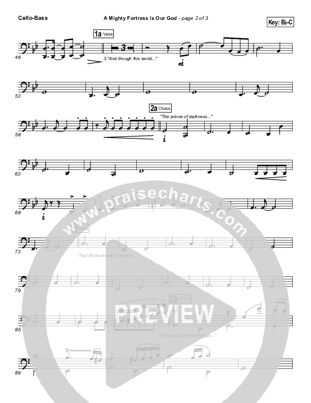 A Mighty Fortress Is Our God Cello/Bass (PraiseCharts Band / Arr. Daniel Galbraith)