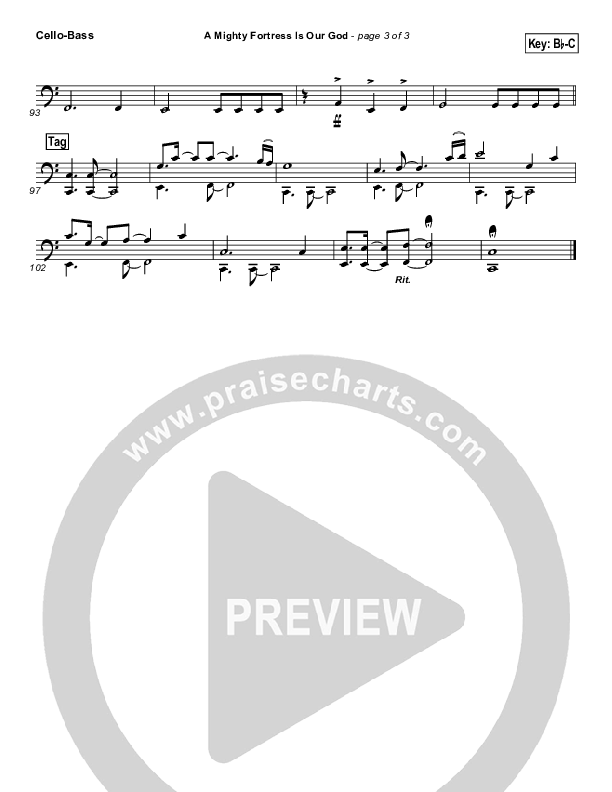 A Mighty Fortress Is Our God Cello/Bass (PraiseCharts Band / Arr. Daniel Galbraith)