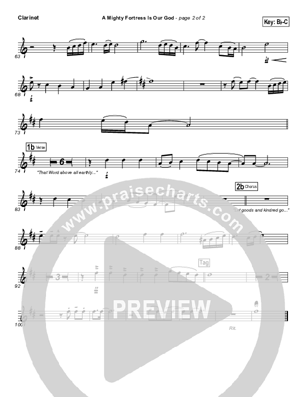 A Mighty Fortress Is Our God Clarinet (PraiseCharts Band / Arr. Daniel Galbraith)