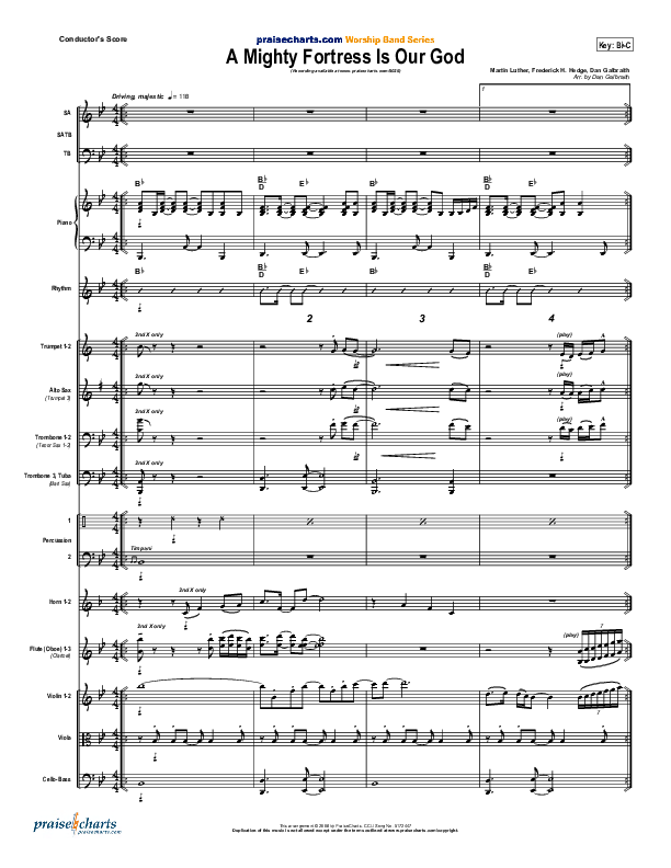 A Mighty Fortress Is Our God Conductor's Score (PraiseCharts Band / Arr. Daniel Galbraith)