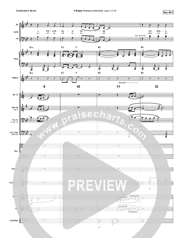 A Mighty Fortress Is Our God Conductor's Score (PraiseCharts Band / Arr. Daniel Galbraith)