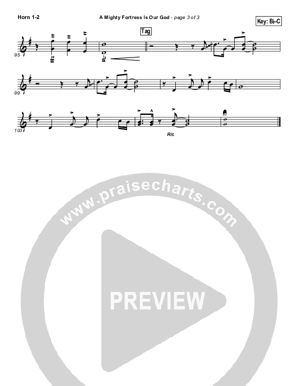 A Mighty Fortress Is Our God French Horn 1/2 (PraiseCharts Band / Arr. Daniel Galbraith)